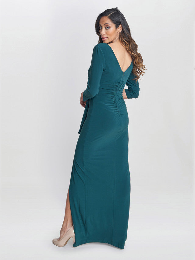  Misty Long Sleeve Ruched Maxi Dress