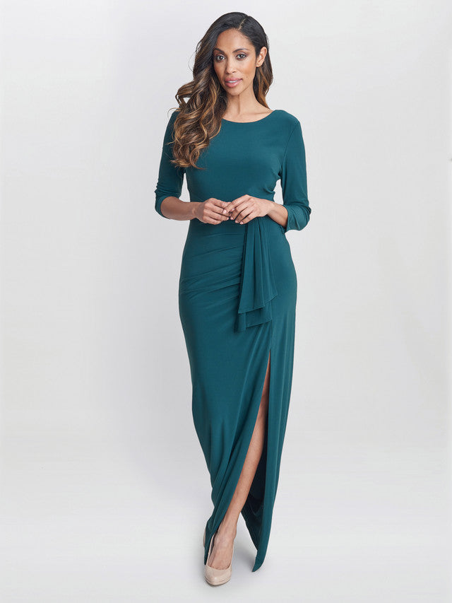  Misty Long Sleeve Ruched Maxi Dress