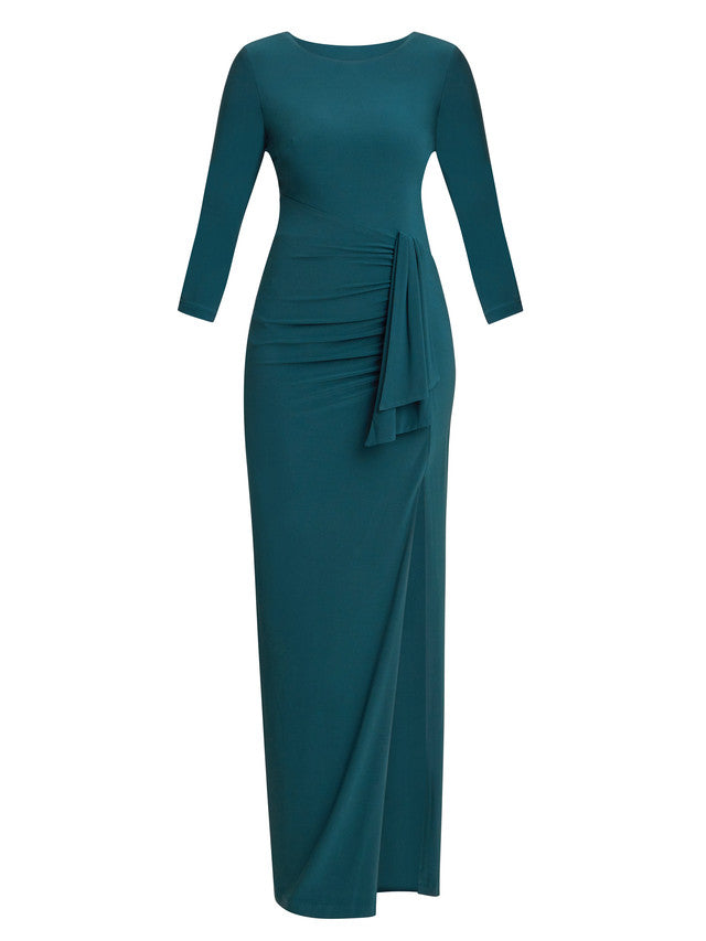  Misty Long Sleeve Ruched Maxi Dress