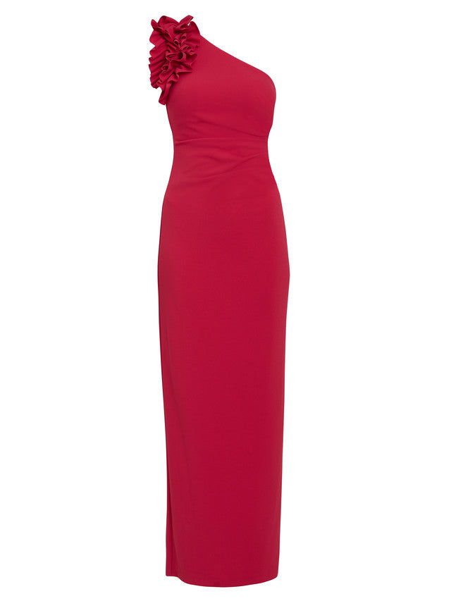  Nicole Ruffled One Shoulder Maxi Dress
