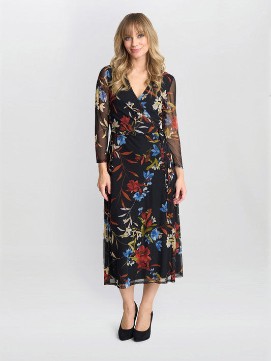  Tasmine Floral Mesh Wrap Dress