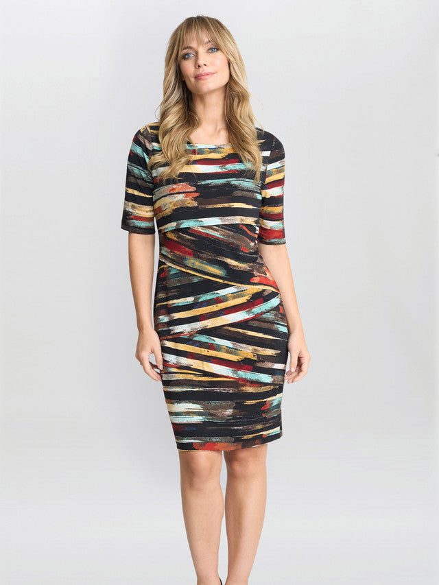  Rene Stripe Print Layered Dress