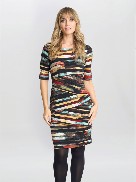  Rene Stripe Print Layered Dress