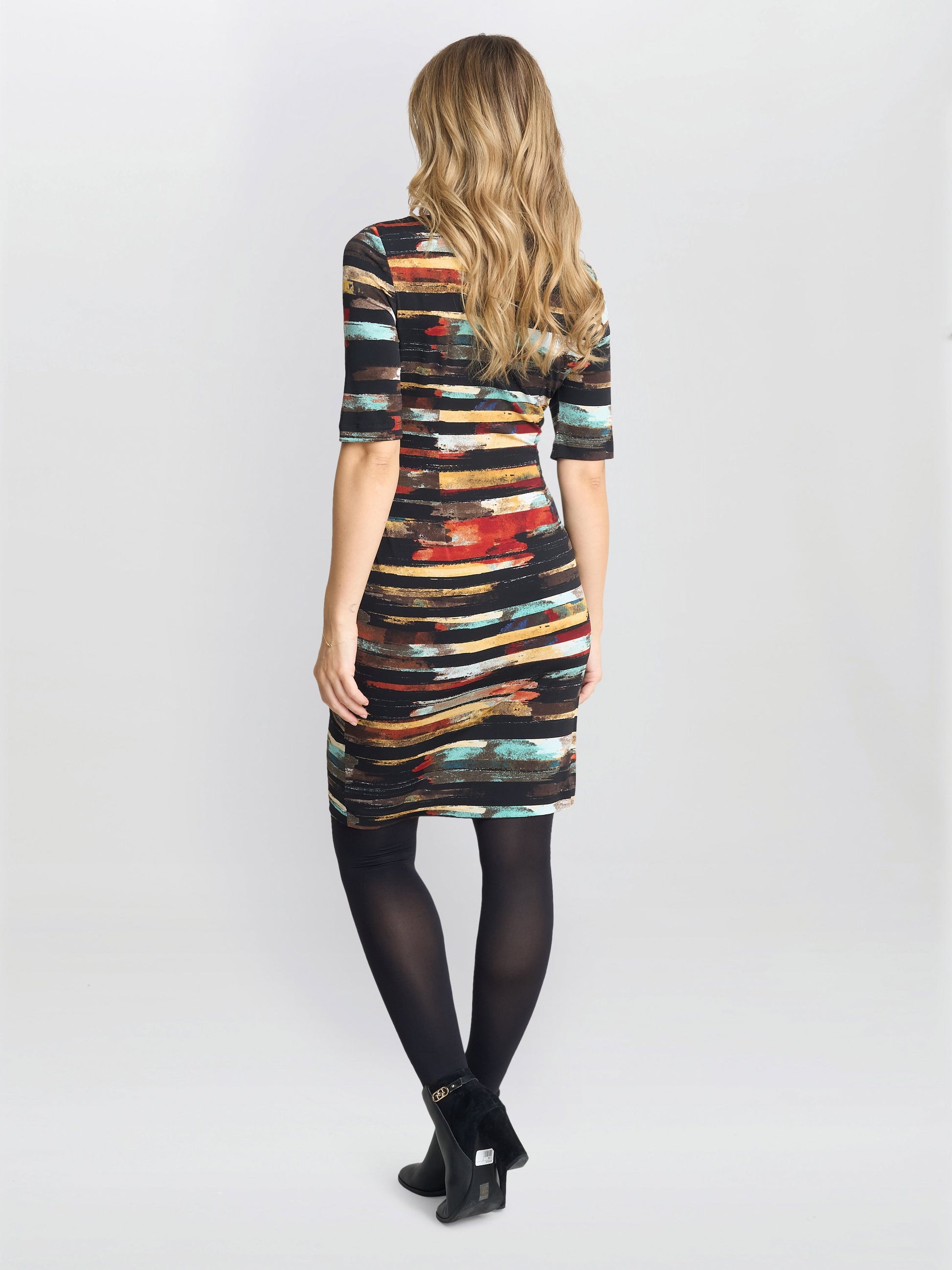  Rene Stripe Print Layered Dress