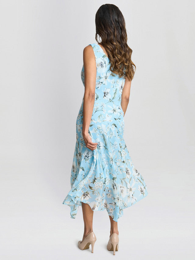  Cressida Floral Print Chiffon Asymmetric Hem Dress