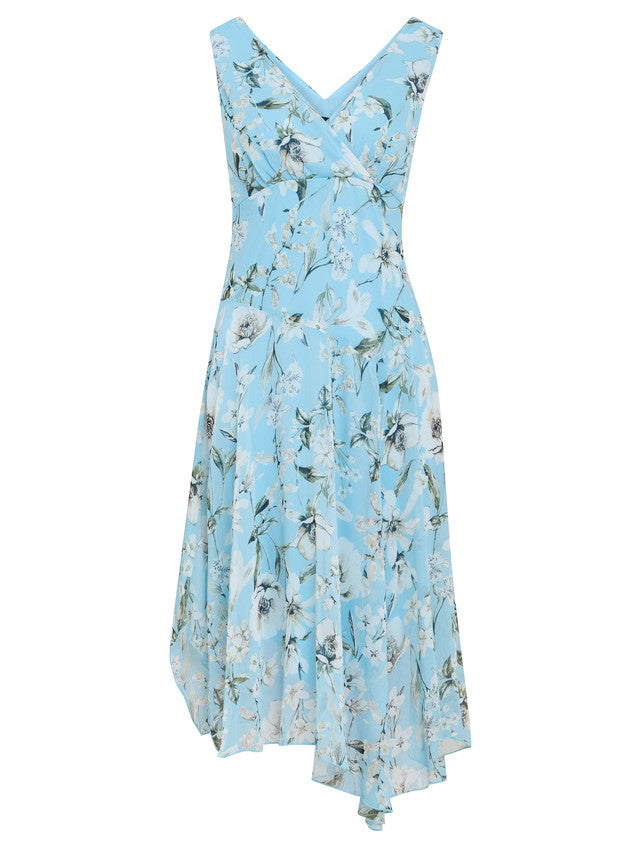  Cressida Floral Print Chiffon Asymmetric Hem Dress