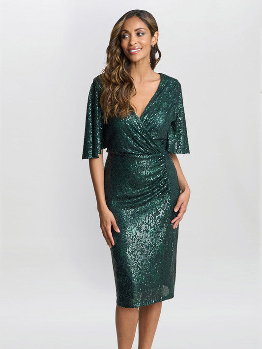  Jen Sequin Wrap-Look Dress