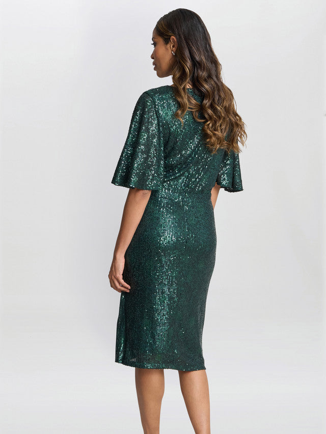  Jen Sequin Wrap-Look Dress