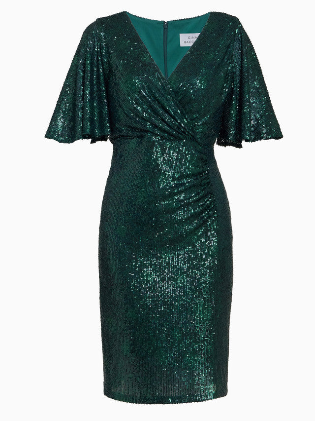  Jen Sequin Wrap-Look Dress