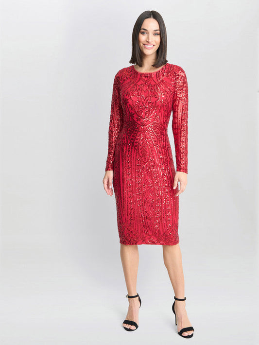  Angelique Red Sequin Midi Dress