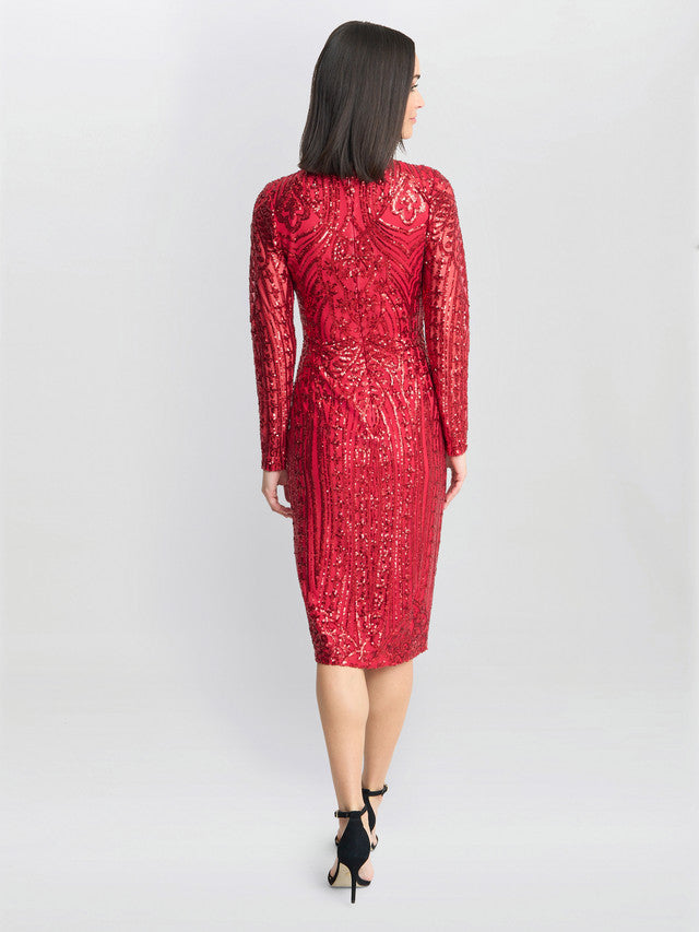  Angelique Red Sequin Midi Dress