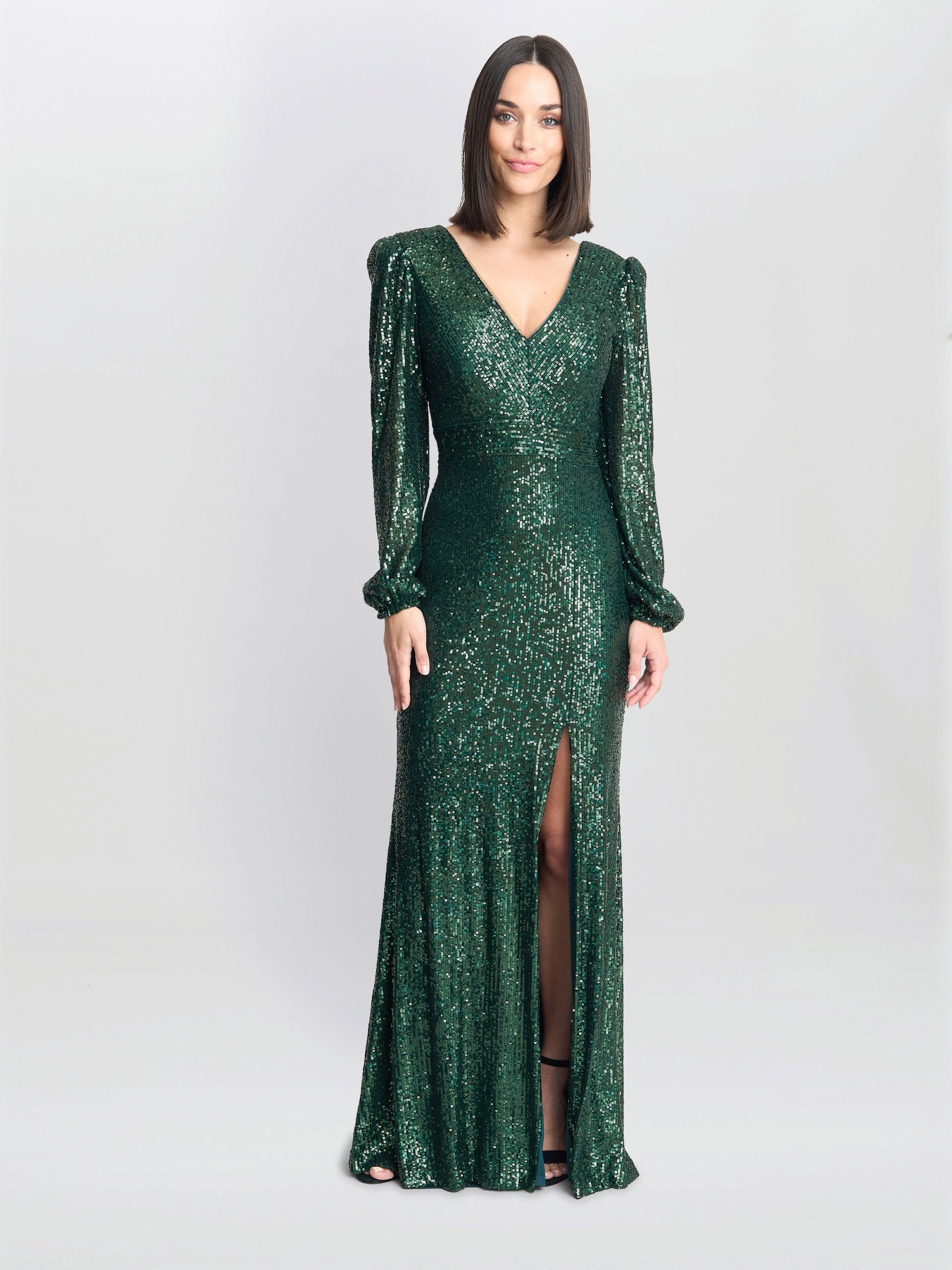 Alison Sequin V Neck Maxi Dress