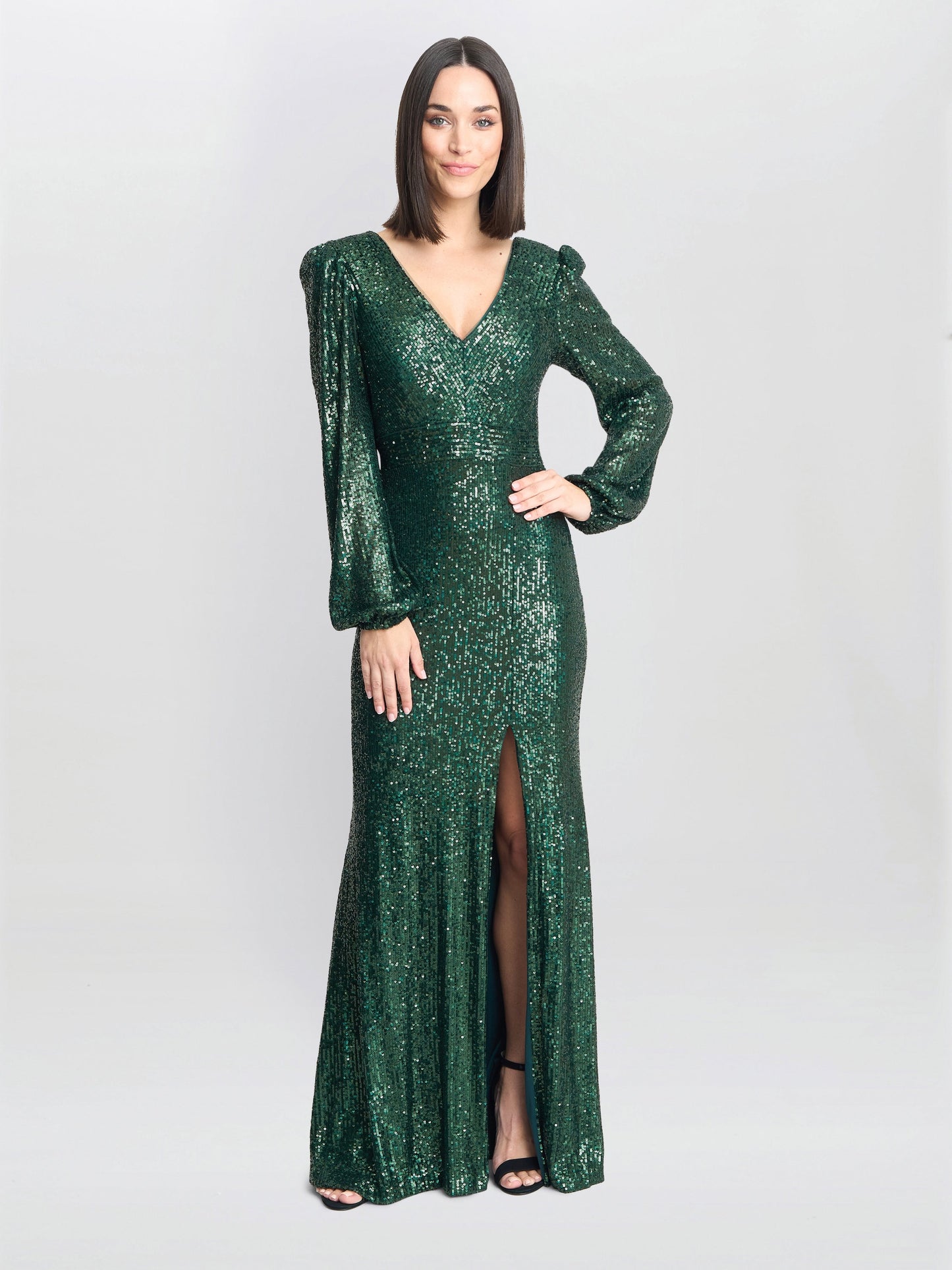  Alison Sequin V Neck Maxi Dress