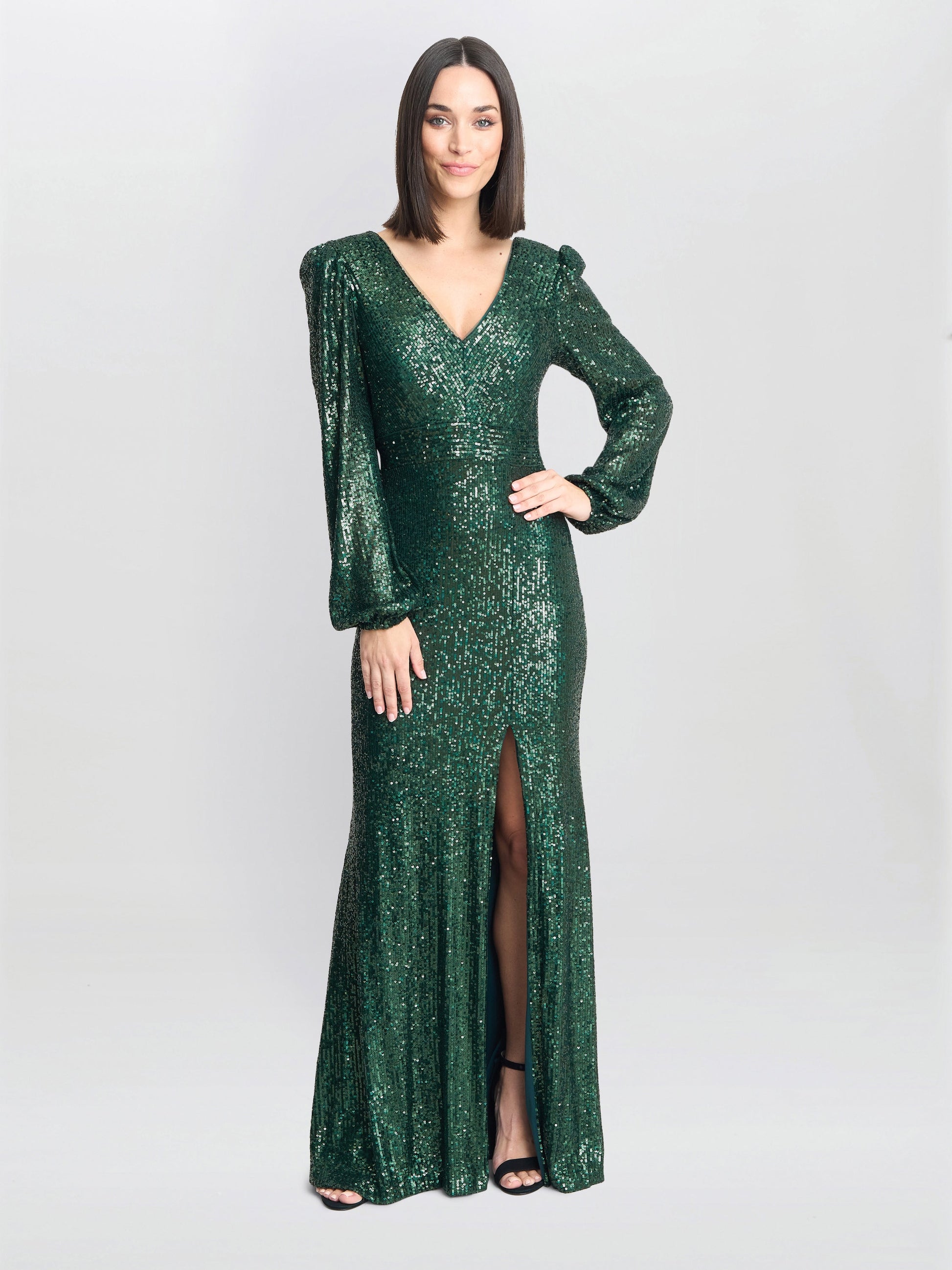  Alison Sequin V Neck Maxi Dress