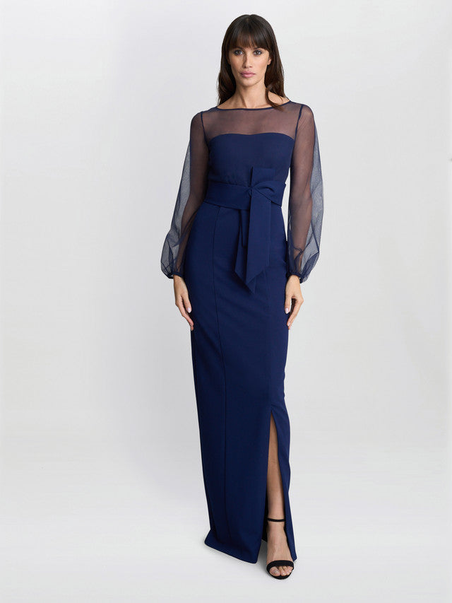  Joanne Crepe And Mesh Maxi Dress