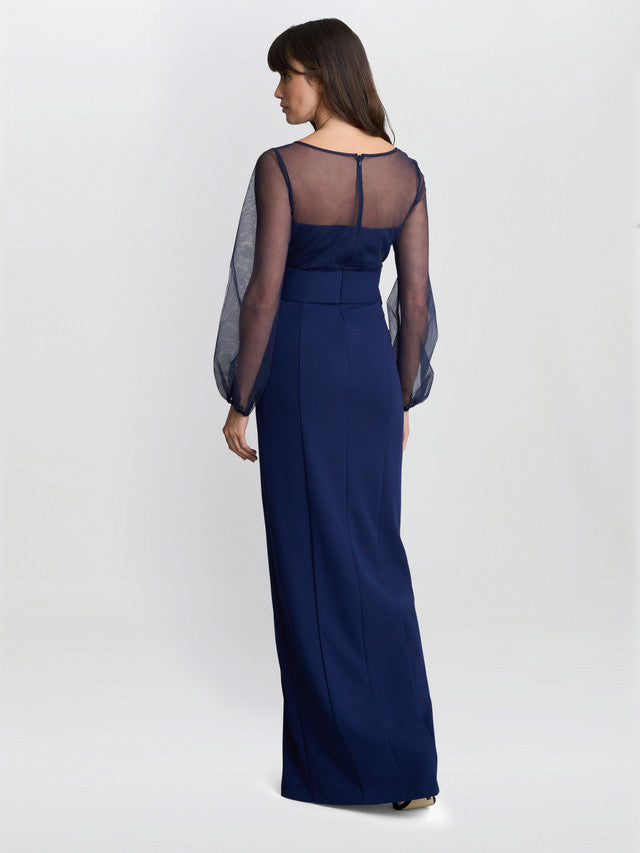  Joanne Crepe And Mesh Maxi Dress
