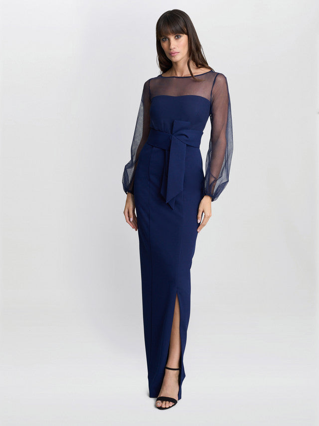  Joanne Crepe And Mesh Maxi Dress