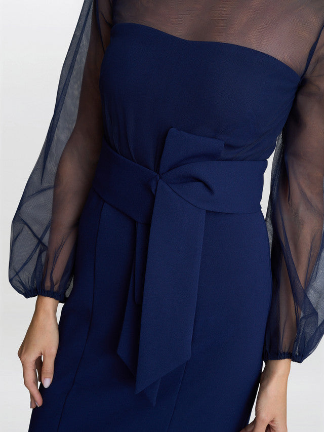  Joanne Crepe And Mesh Maxi Dress