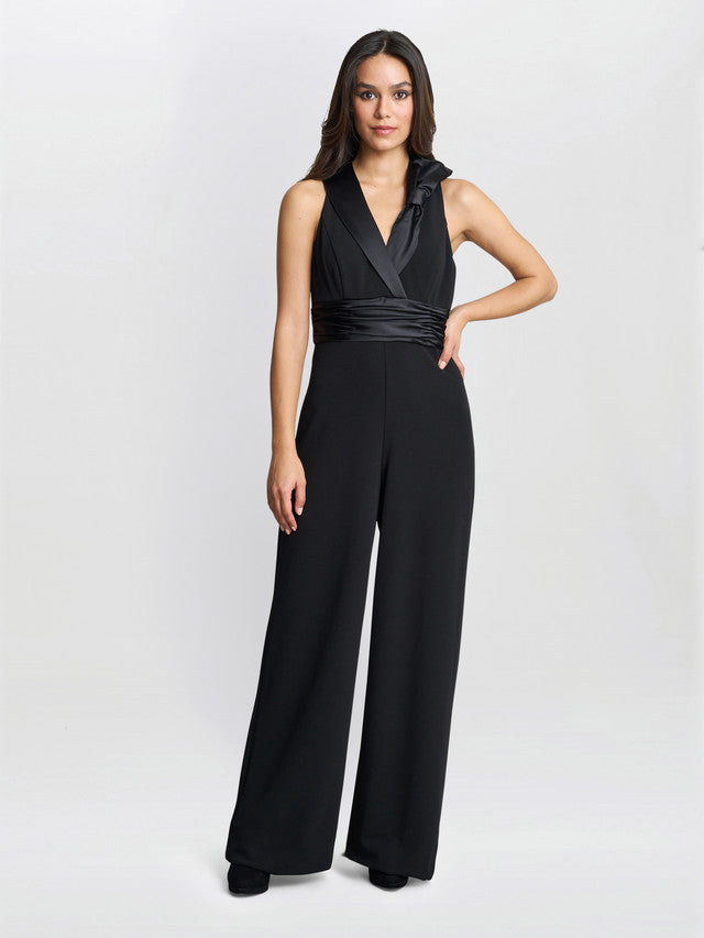 Melodie Crepe Jumpsuit With Satin Bow