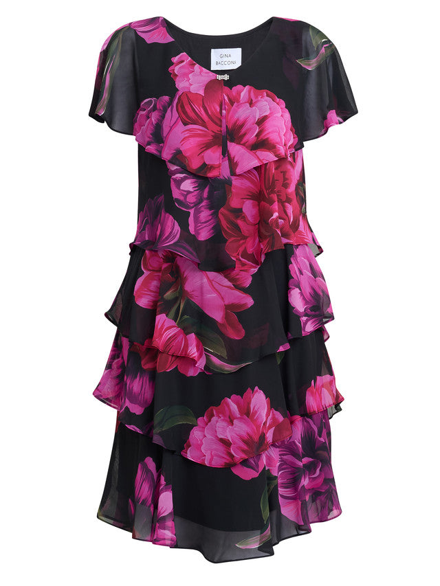  Skylar Short Printed Floral Tier Dress
