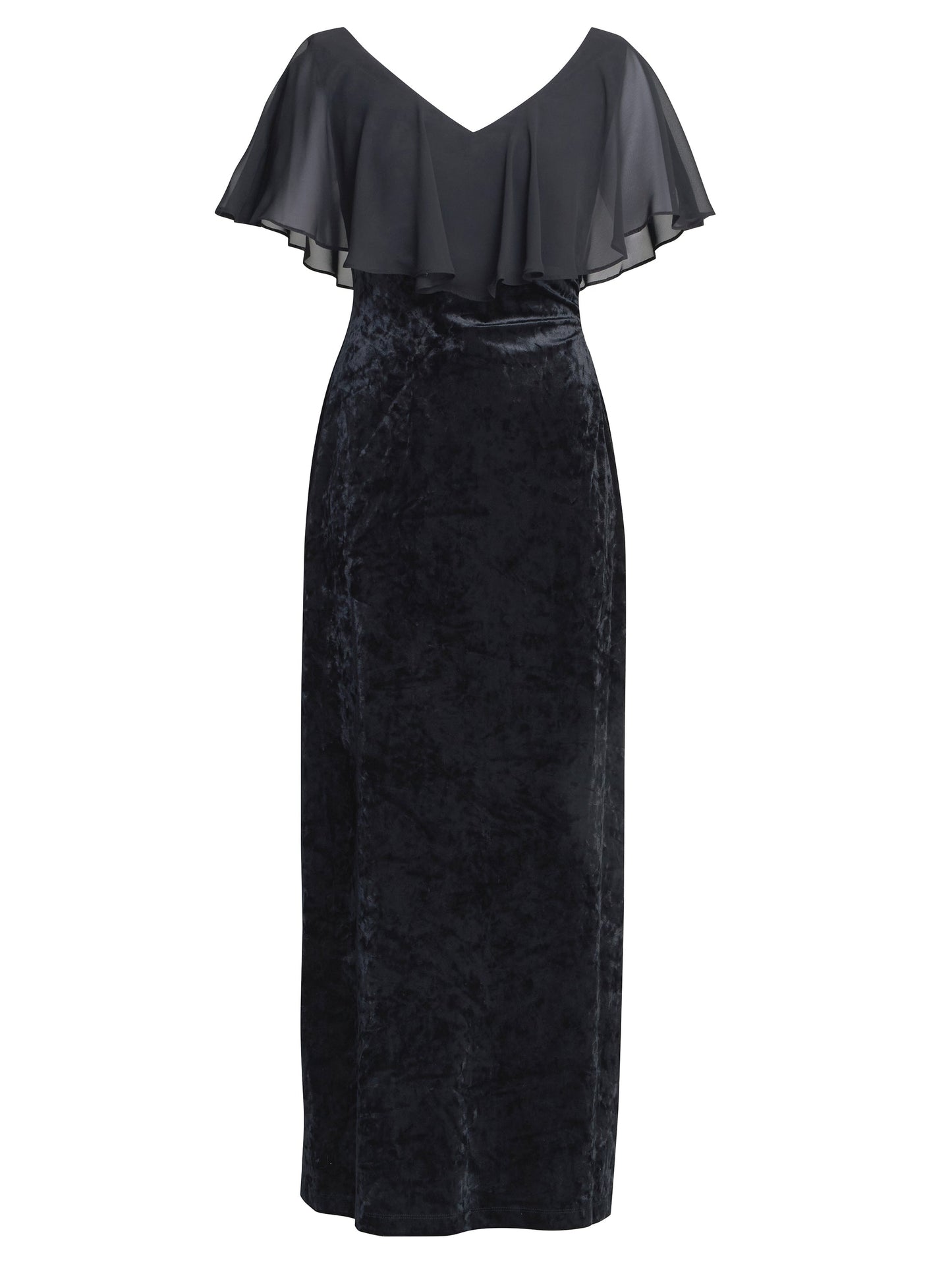  Daphne Velvet Maxi Dress With Chiffon Cape