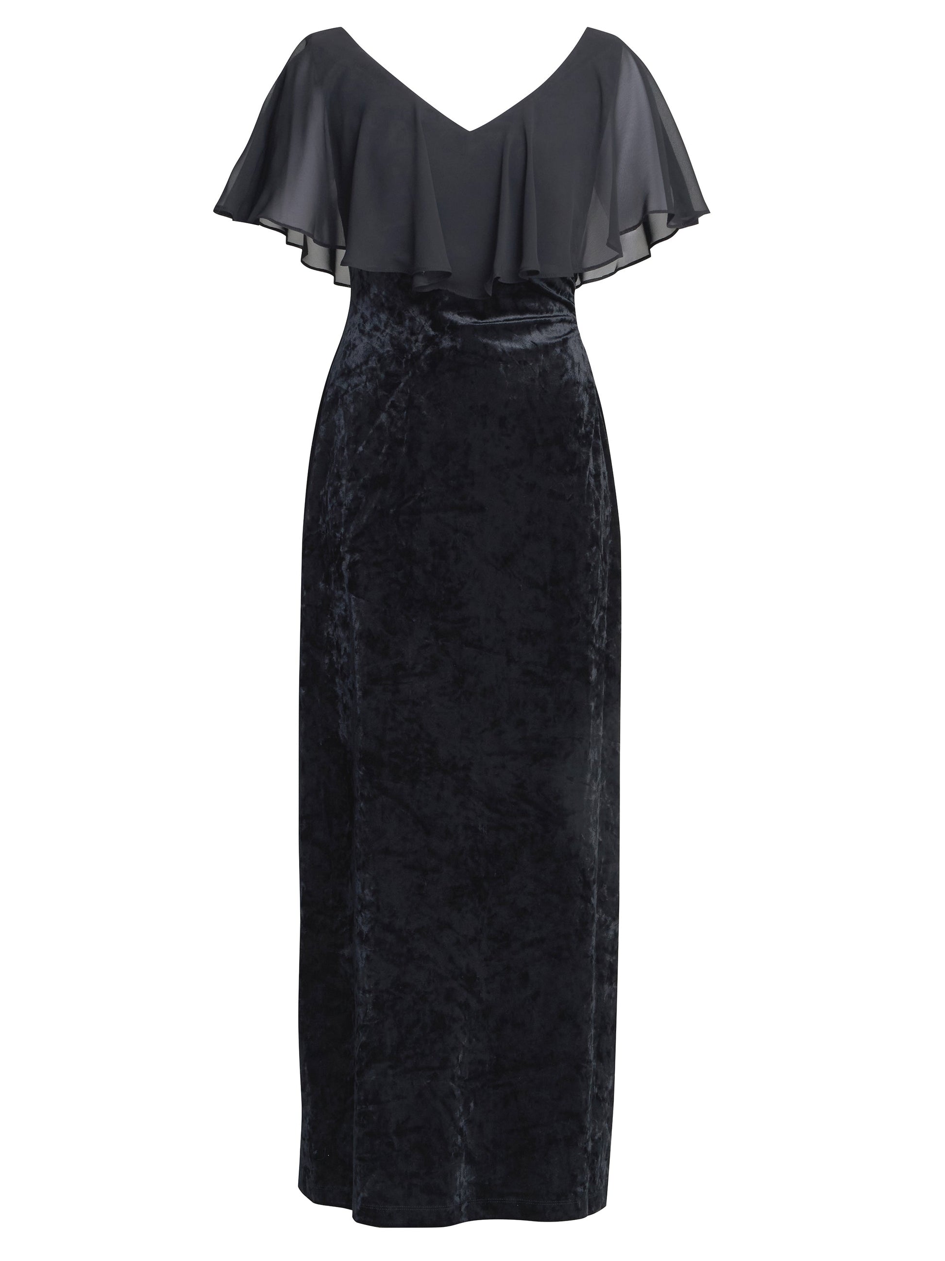  Daphne Velvet Maxi Dress With Chiffon Cape