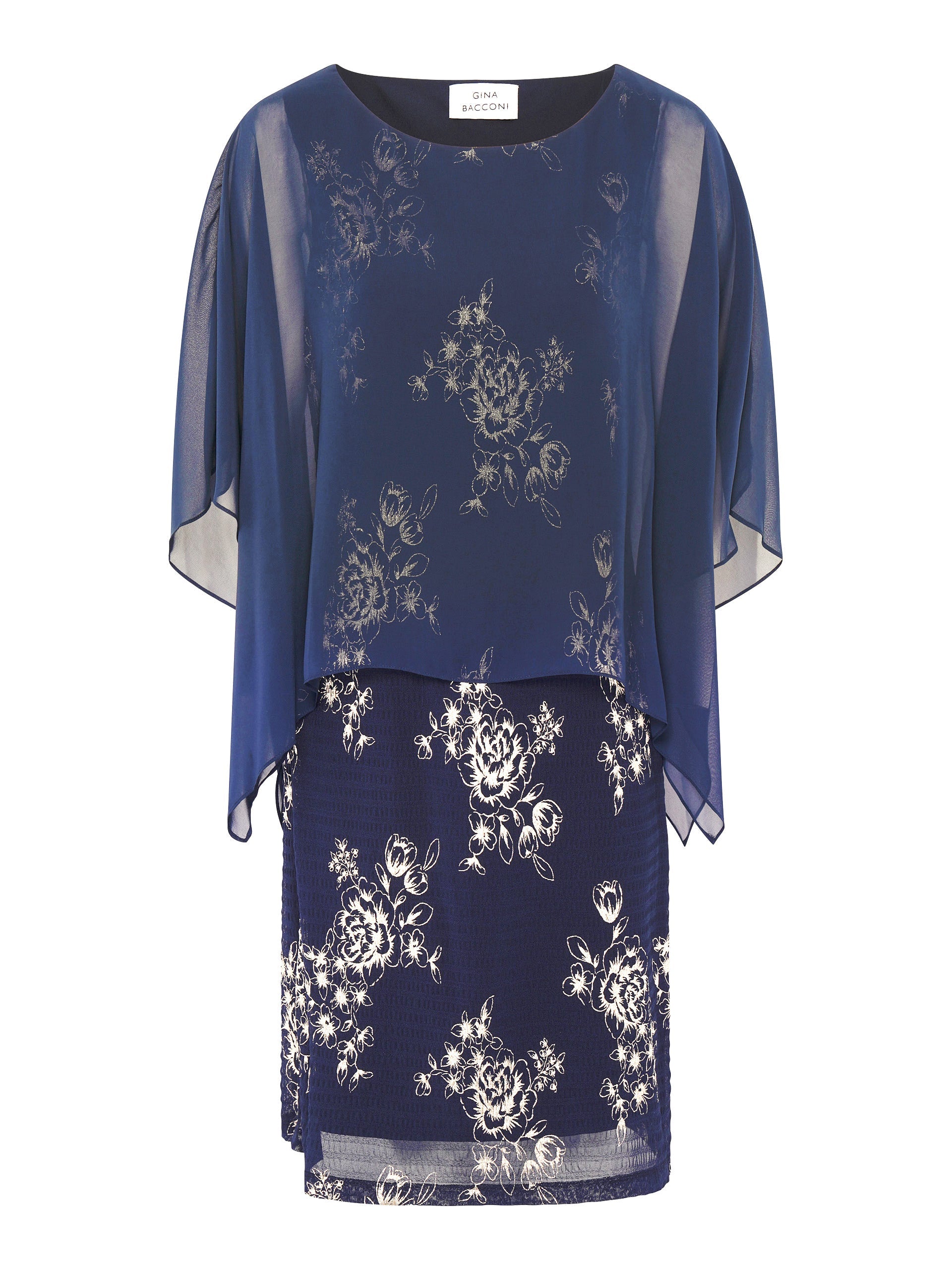  Anne Foil Dress With Chiffon Cape