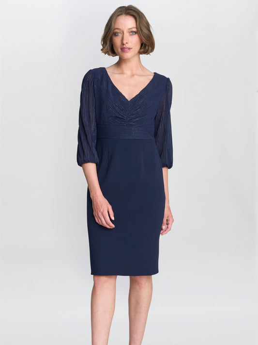  Britney Metallic Pleated Bodic Dress