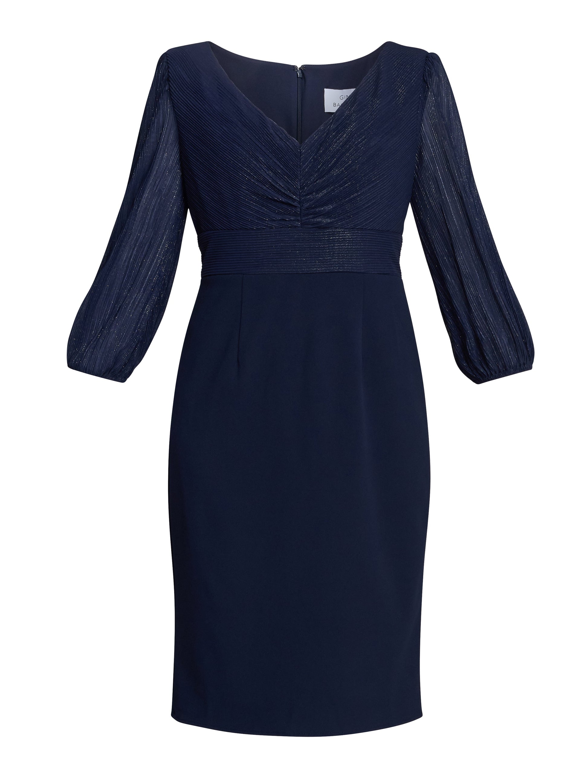  Britney Metallic Pleated Bodic Dress