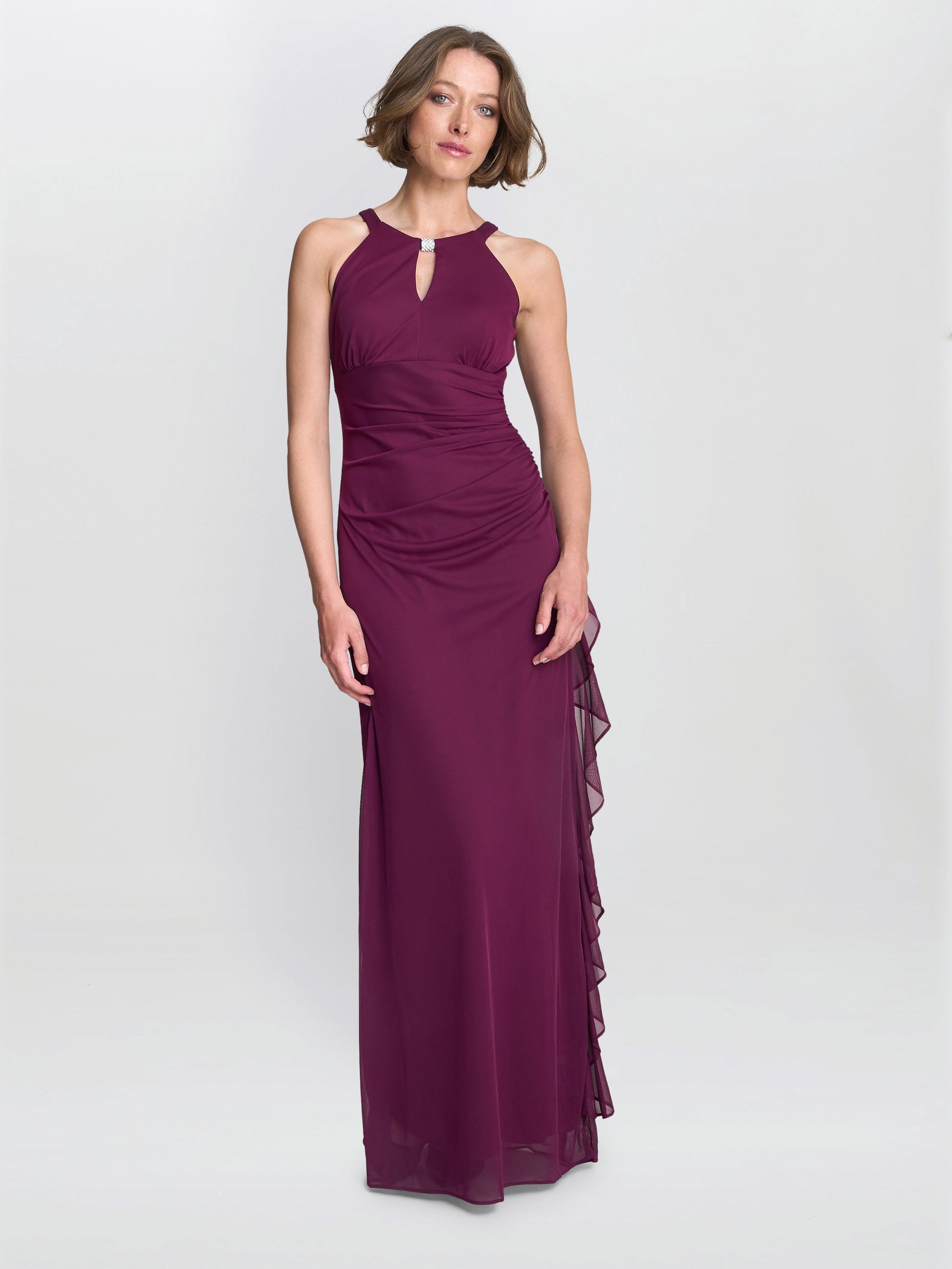  Blanche Matte Jersey Dress With Neck Trim