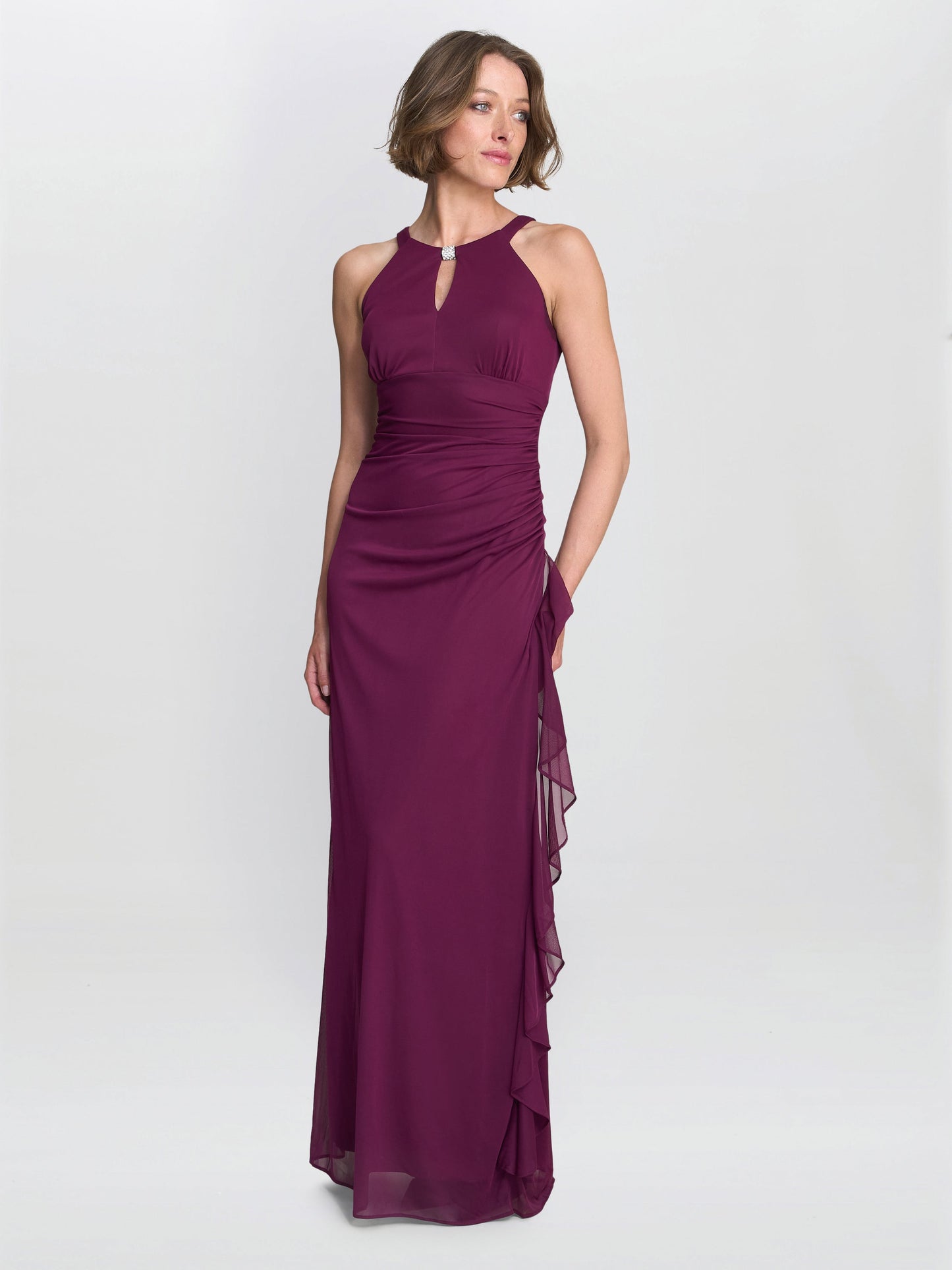  Blanche Matte Jersey Dress With Neck Trim