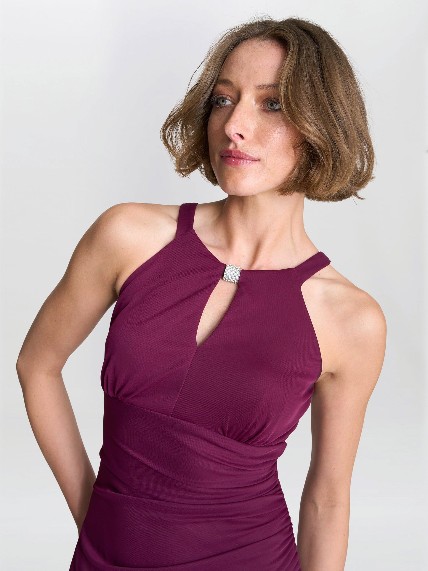  Blanche Matte Jersey Dress With Neck Trim