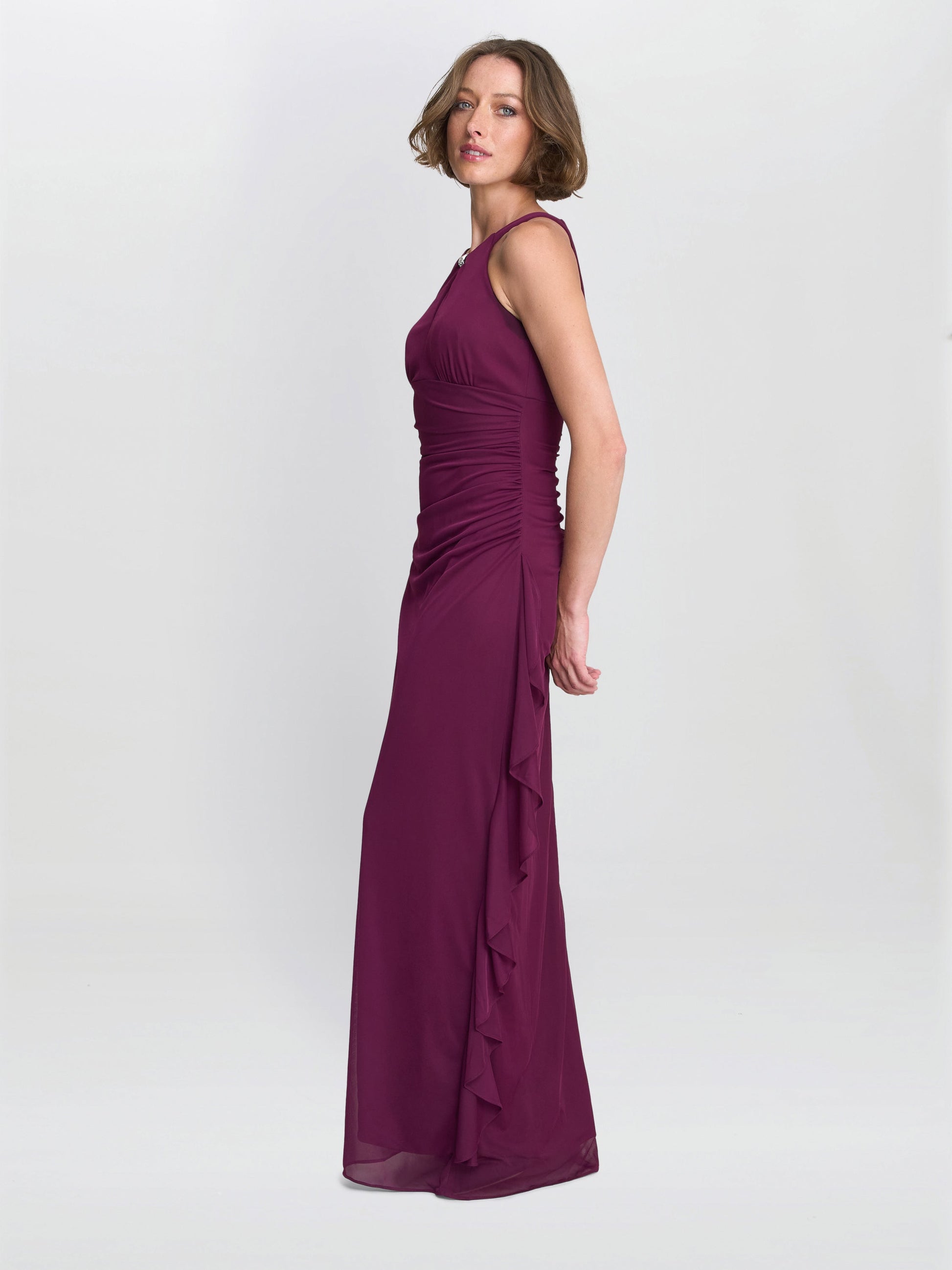  Blanche Matte Jersey Dress With Neck Trim
