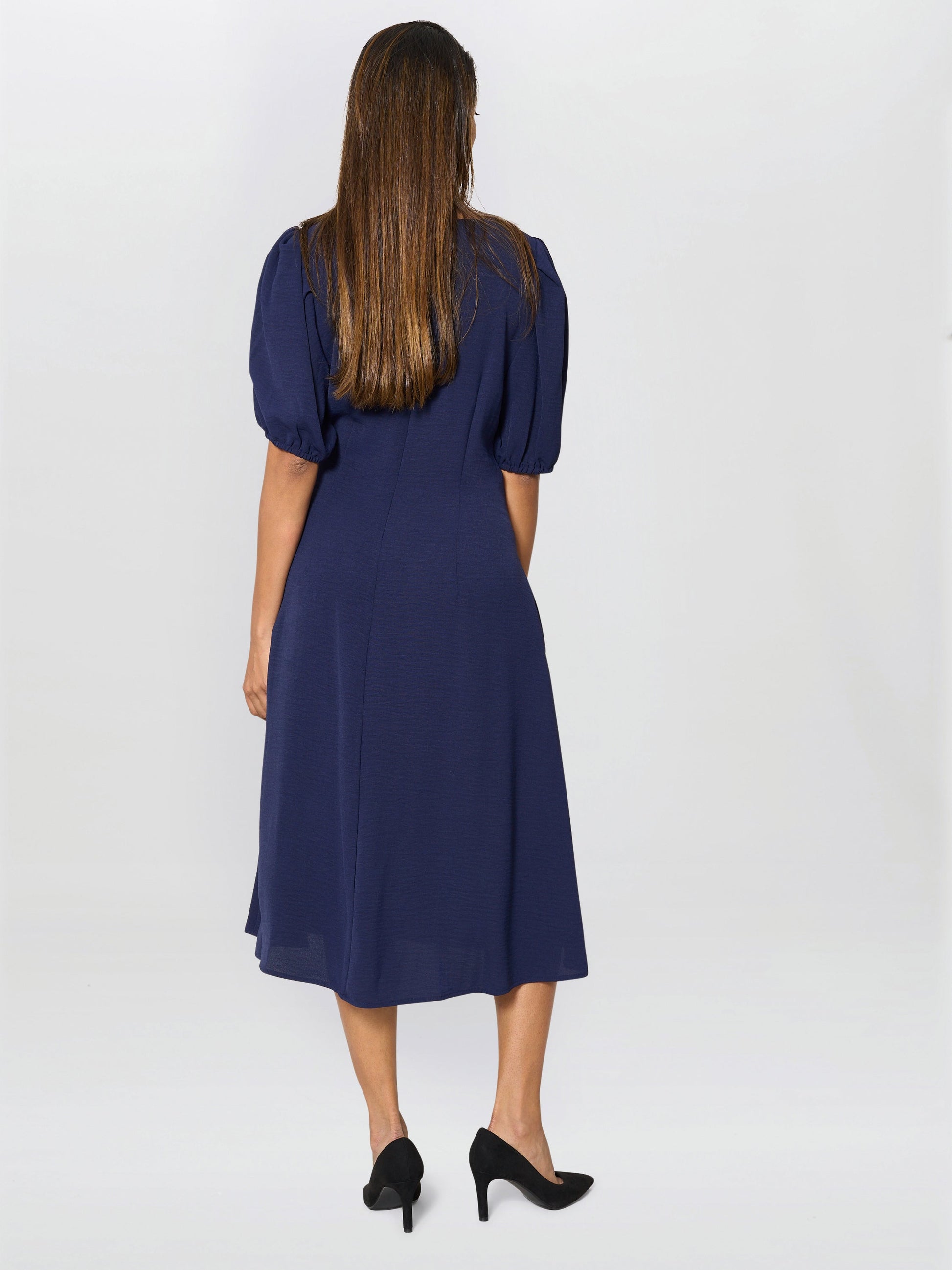  Flora Puff Sleeve Midi Dress