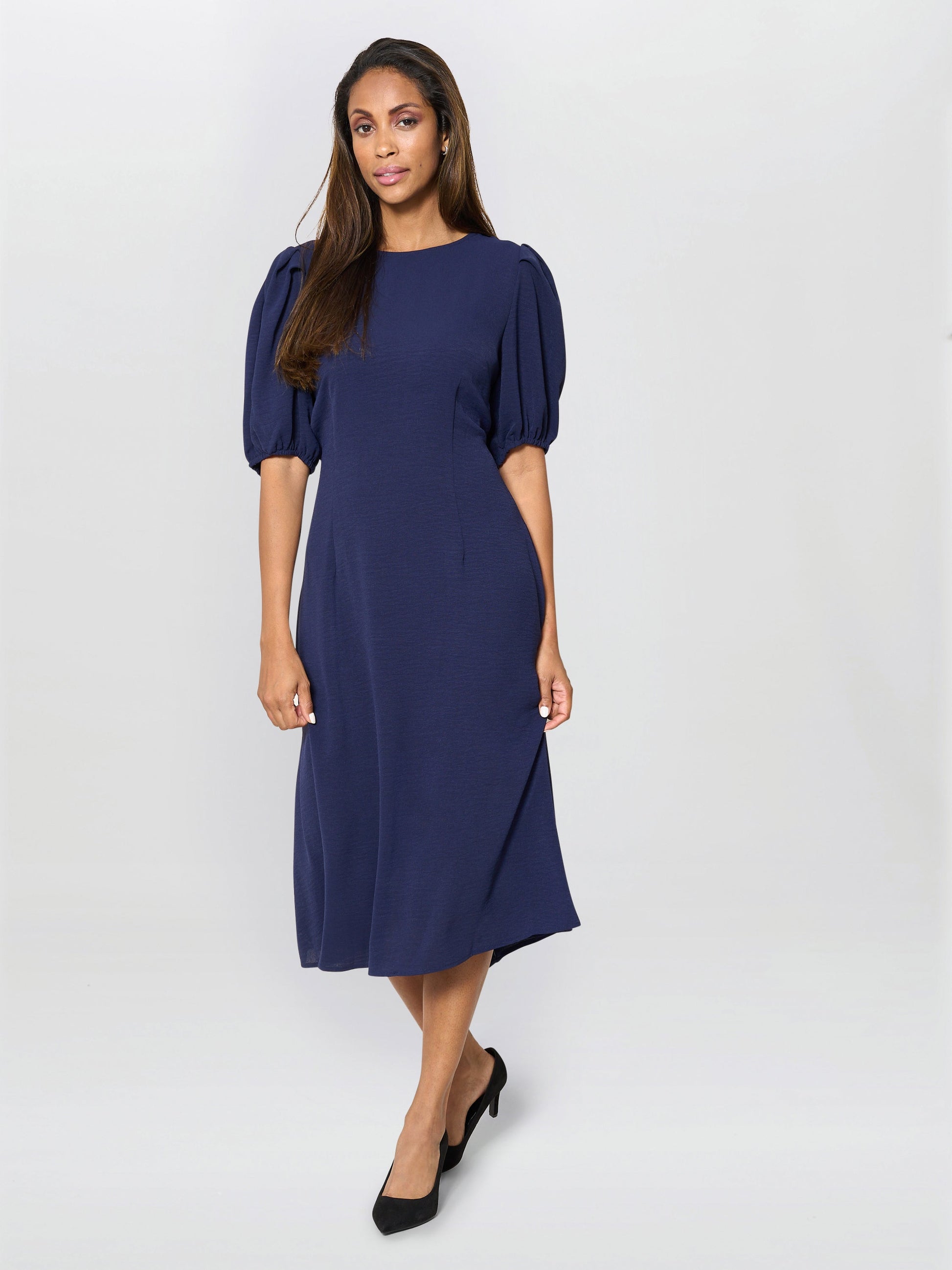  Flora Puff Sleeve Midi Dress