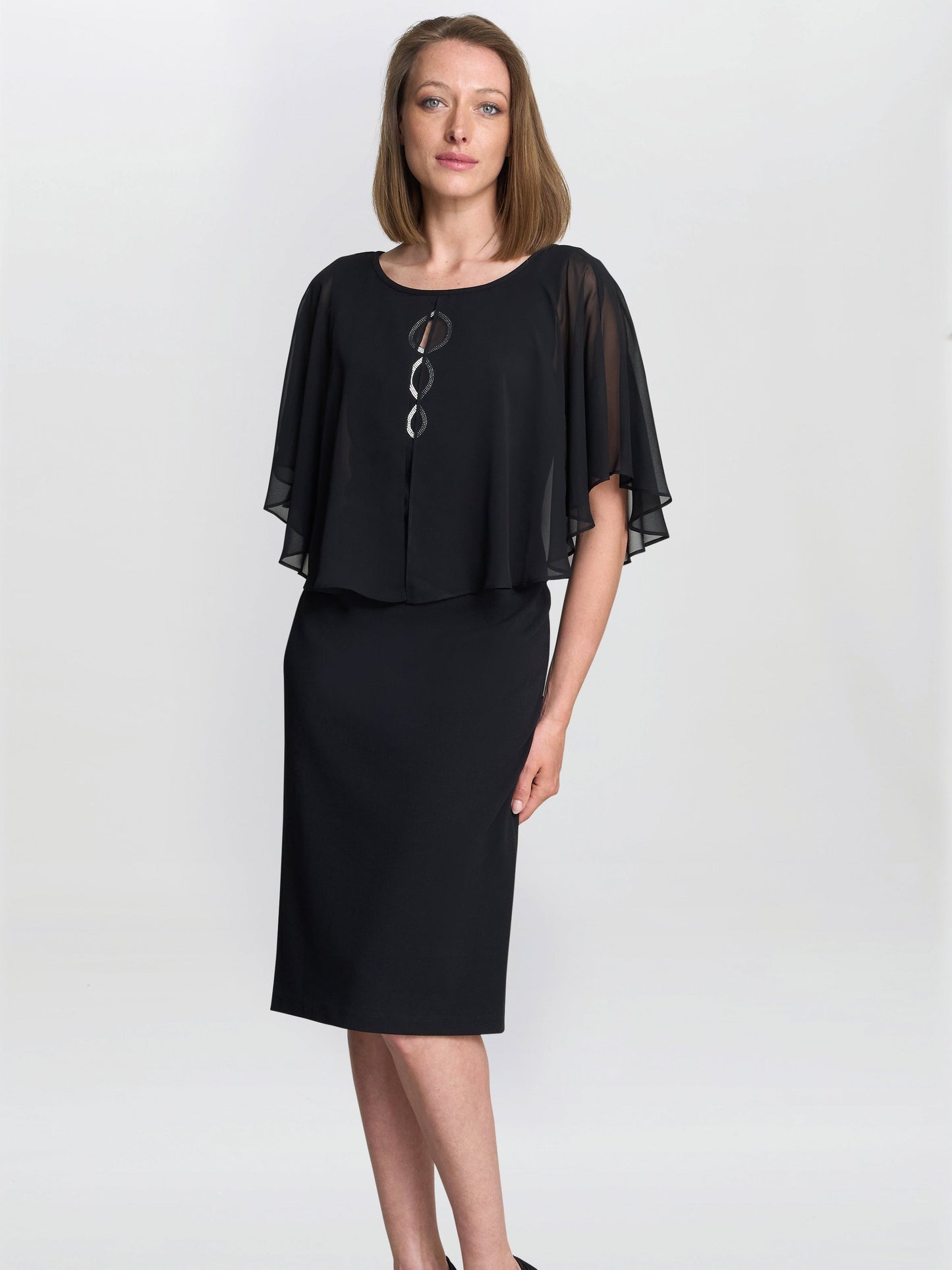  Glennis Black Chiffon Overlay Dress