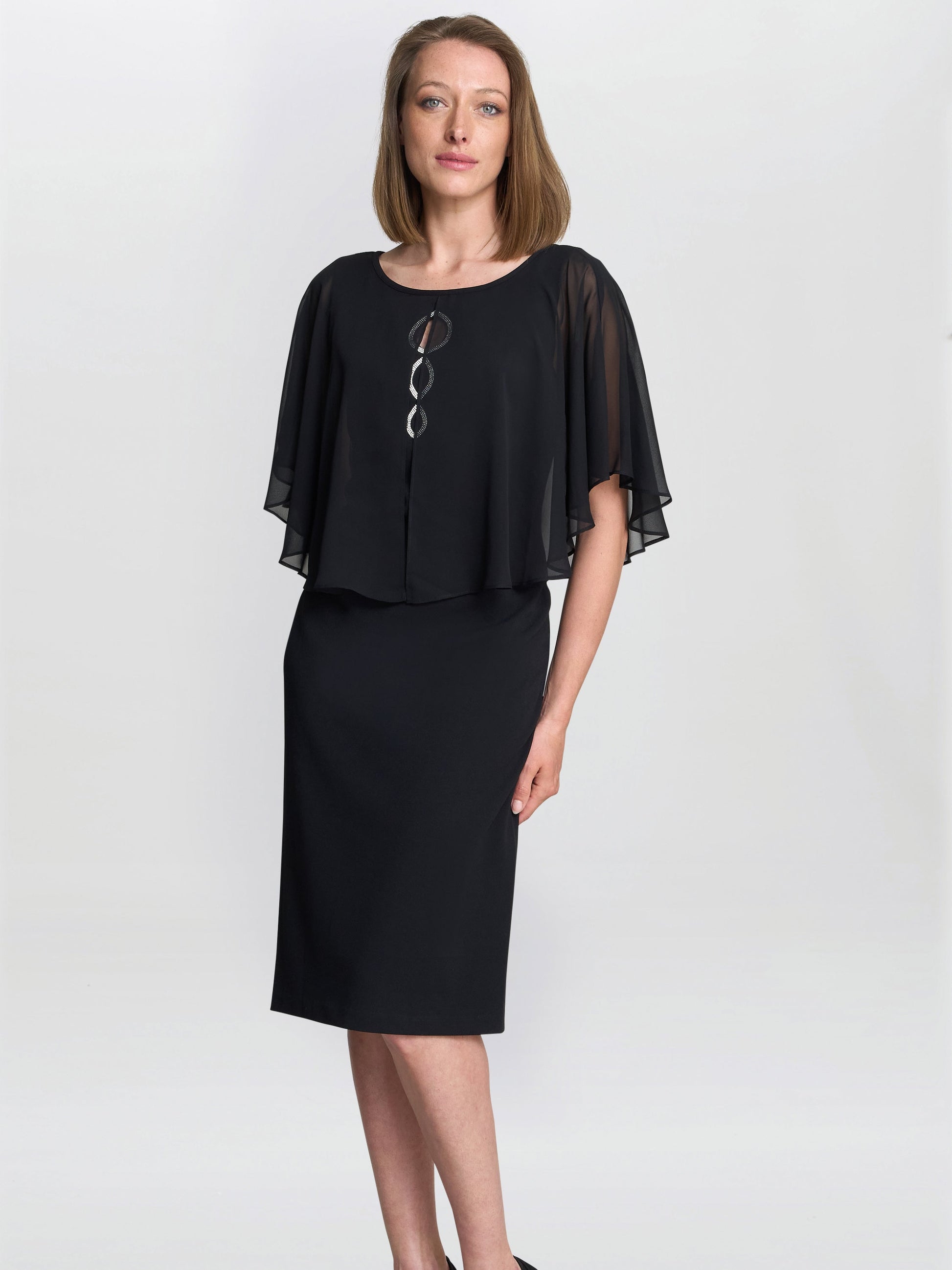  Glennis Black Chiffon Overlay Dress