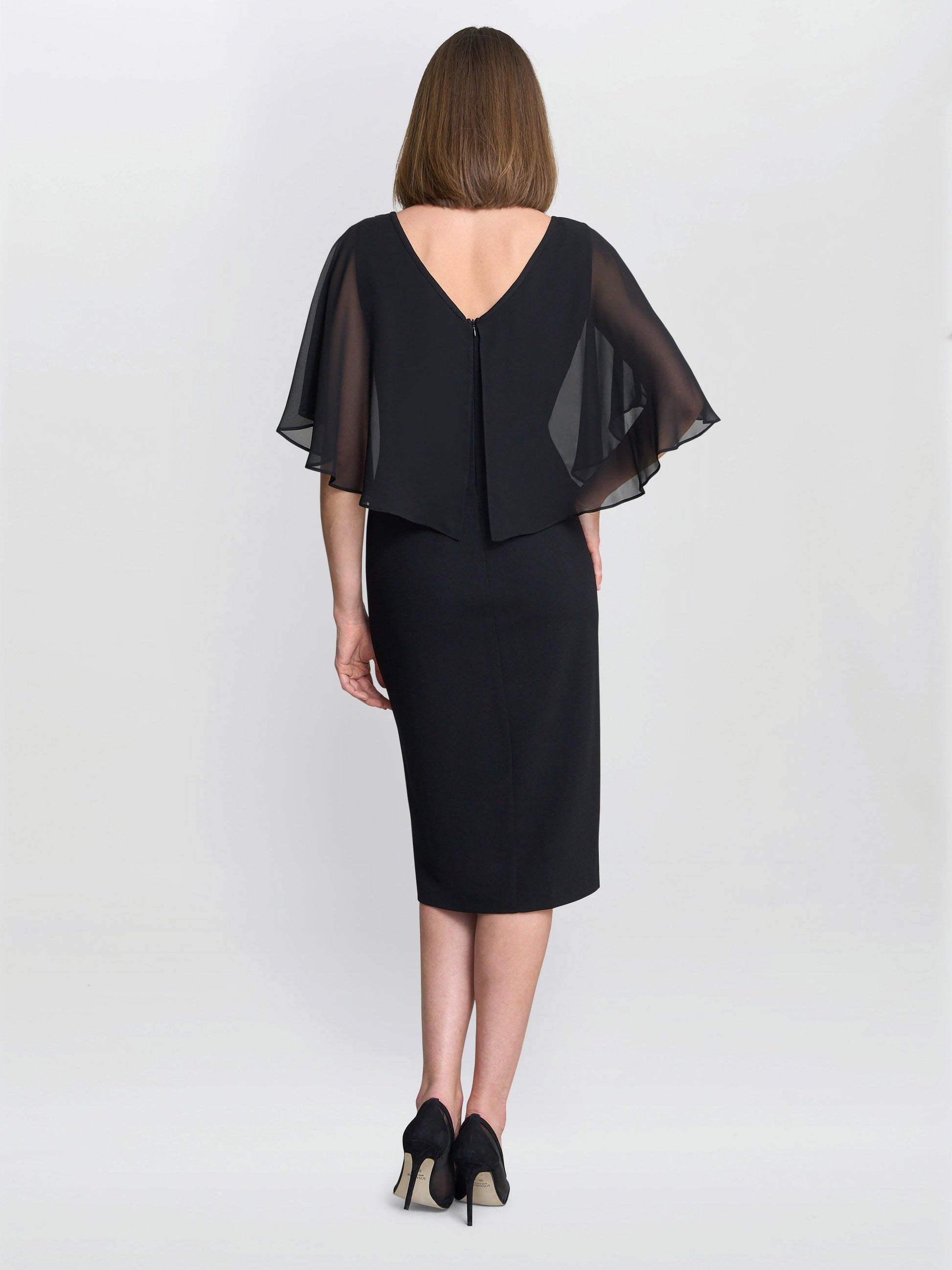  Glennis Black Chiffon Overlay Dress