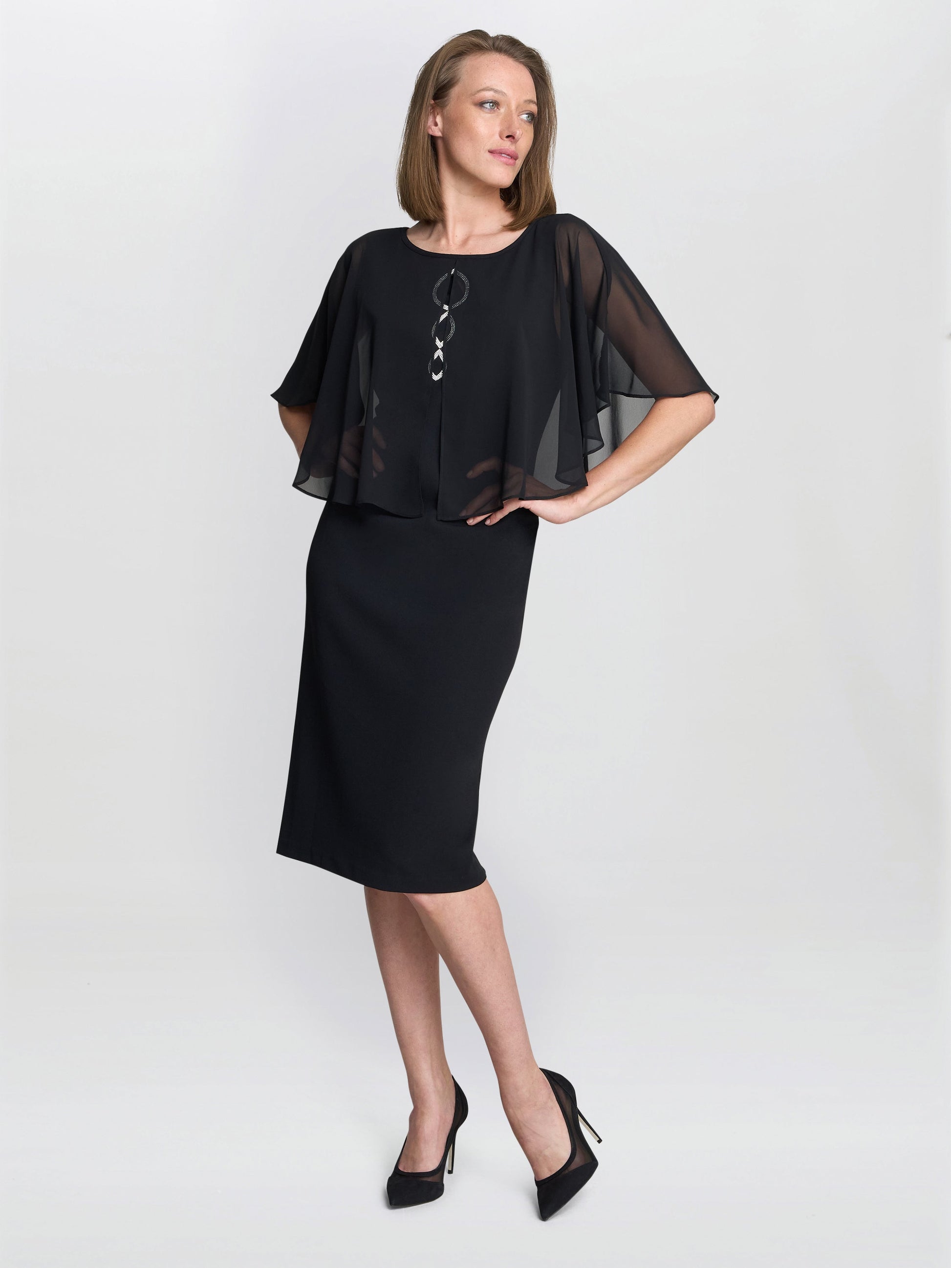  Glennis Black Chiffon Overlay Dress