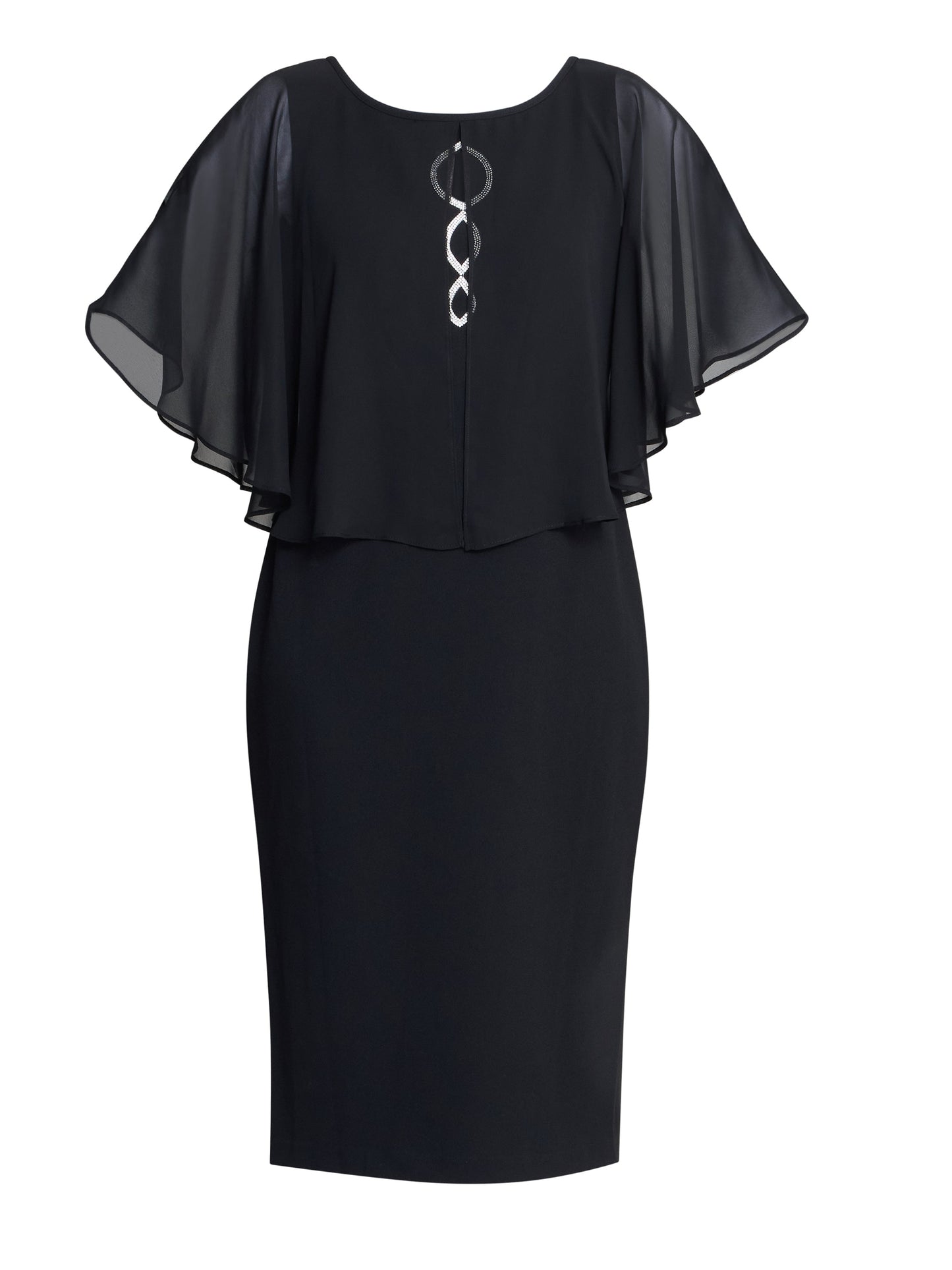  Glennis Black Chiffon Overlay Dress