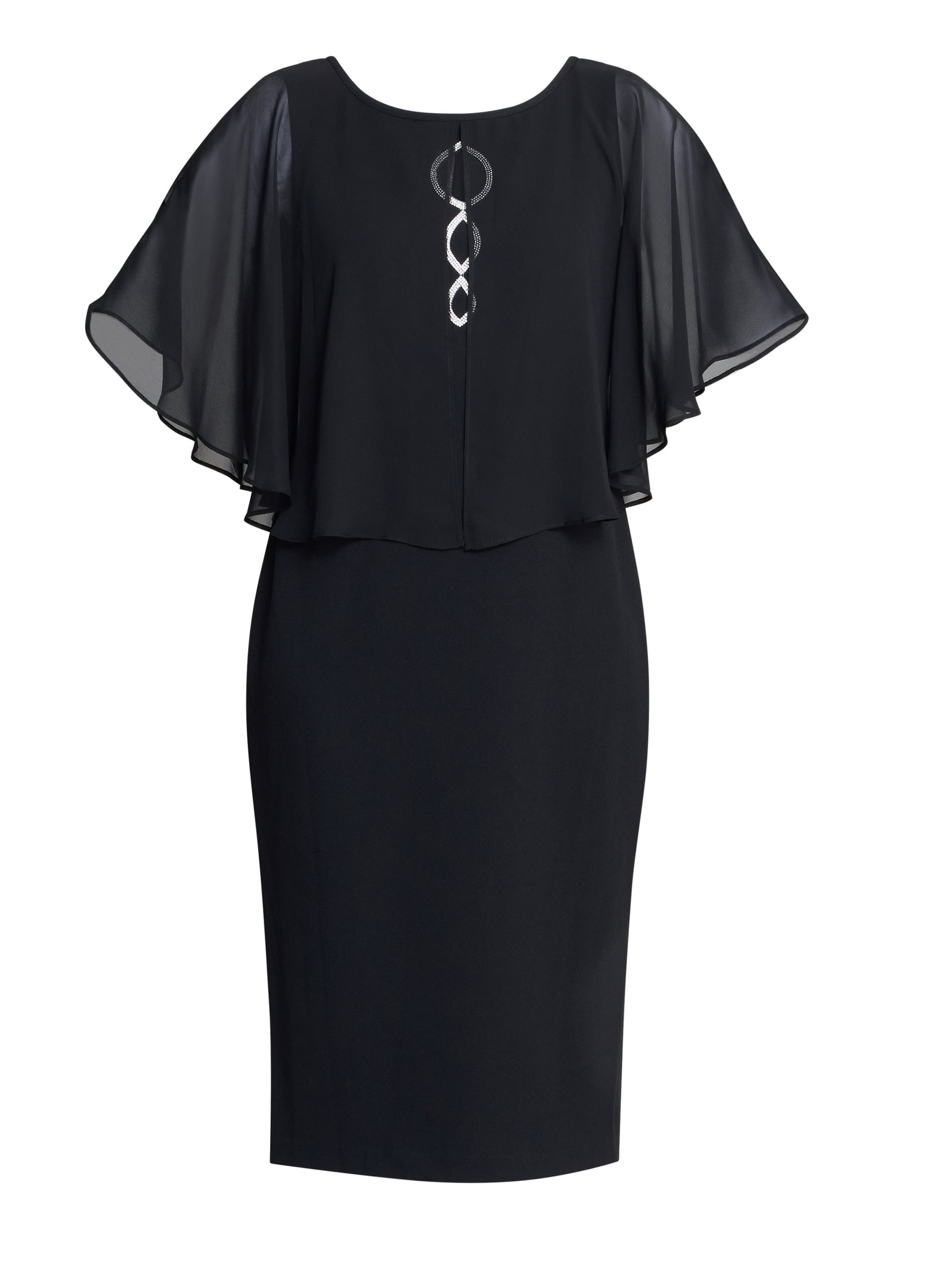  Glennis Black Chiffon Overlay Dress