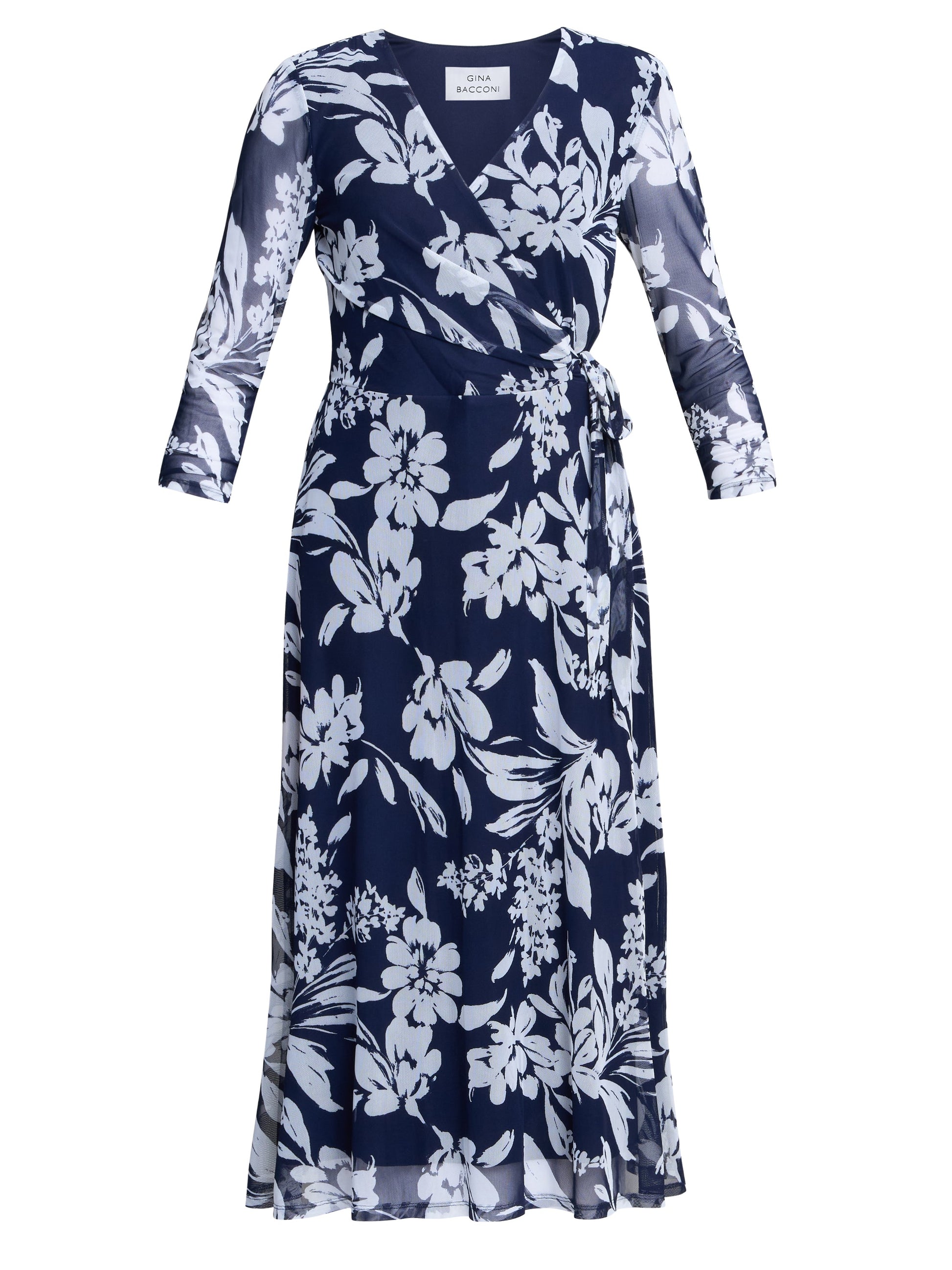  Jan Floral Chiffon Wrap Midi Dress