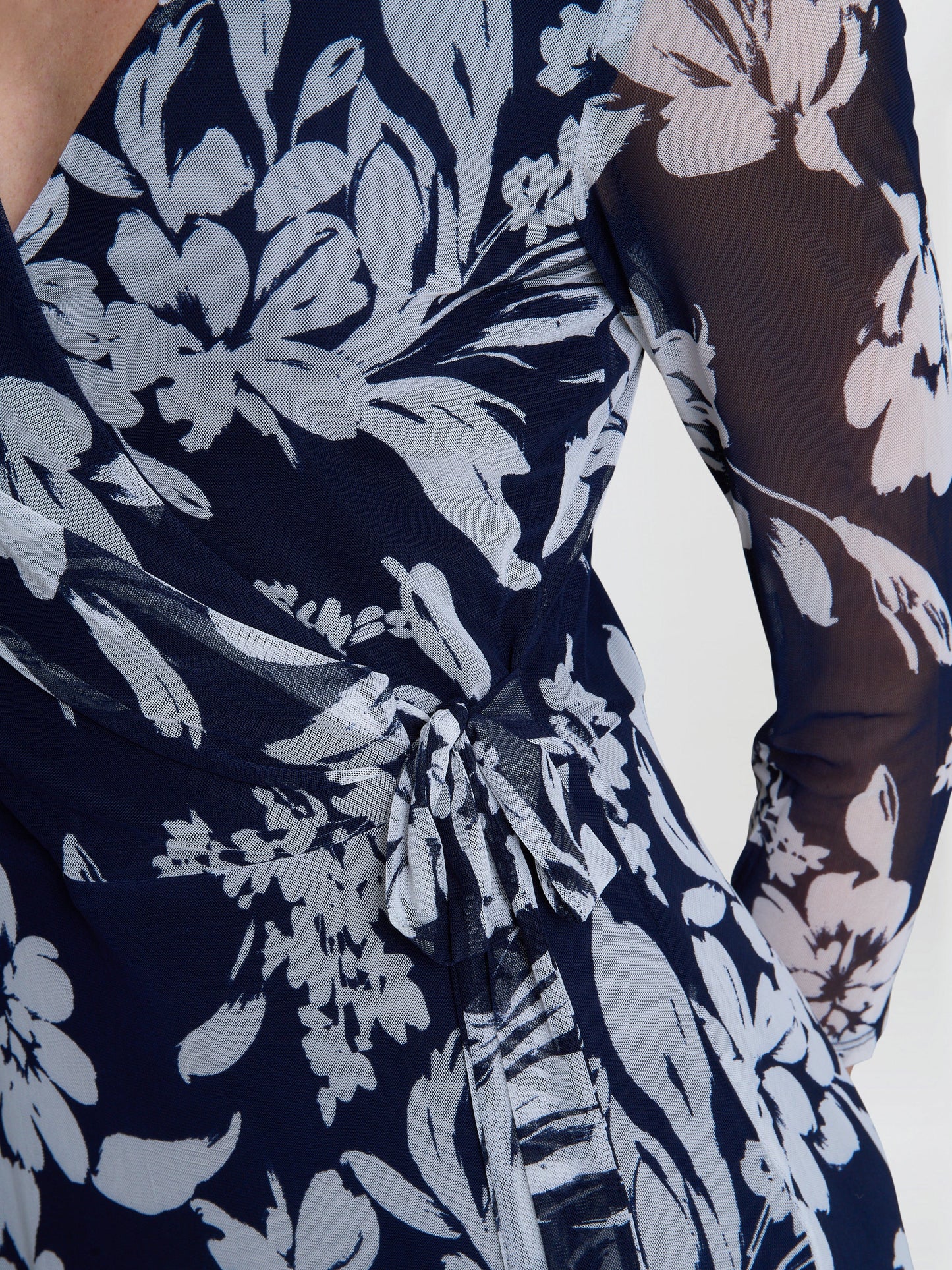  Jan Floral Chiffon Wrap Midi Dress