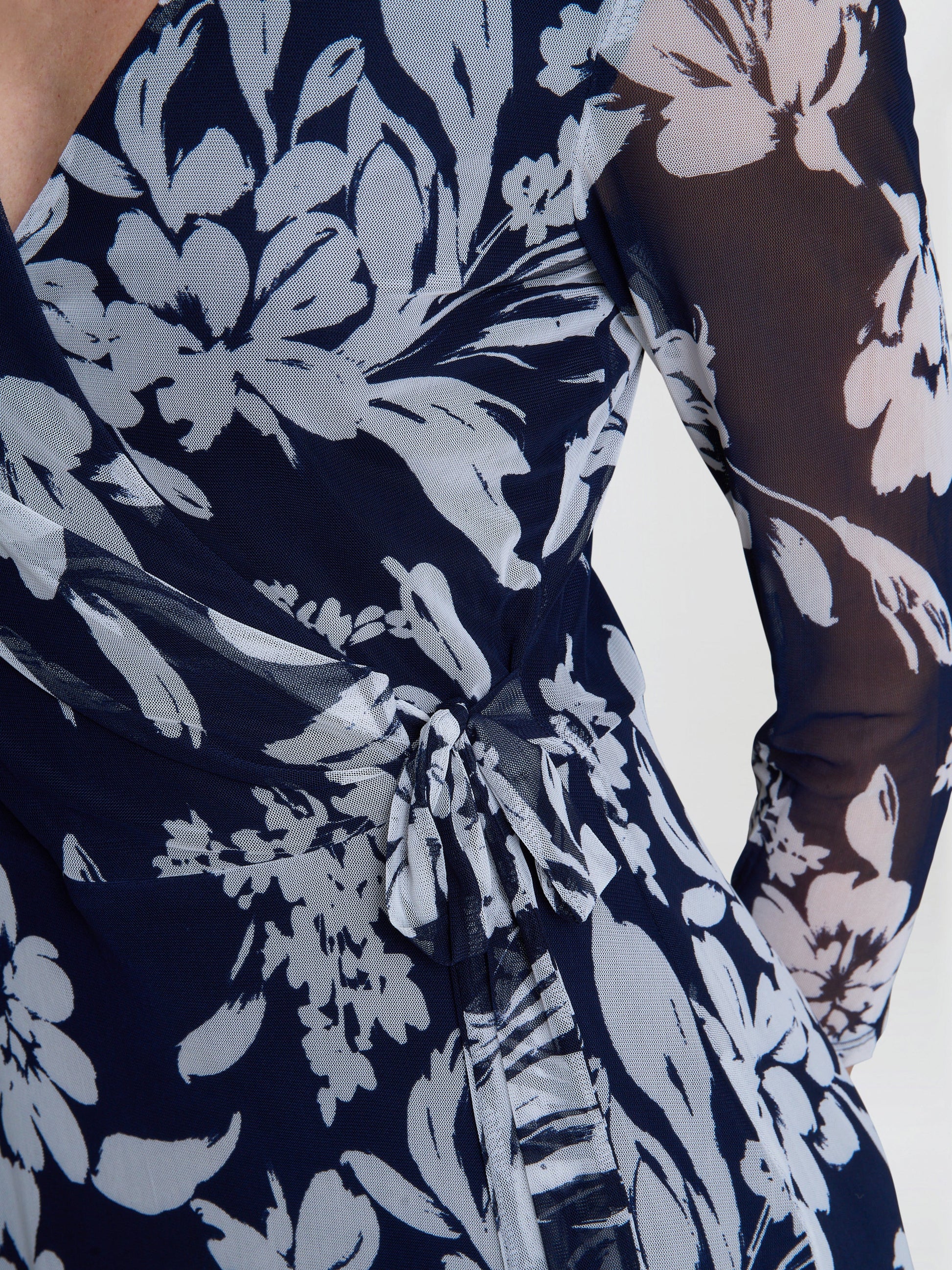  Jan Floral Chiffon Wrap Midi Dress