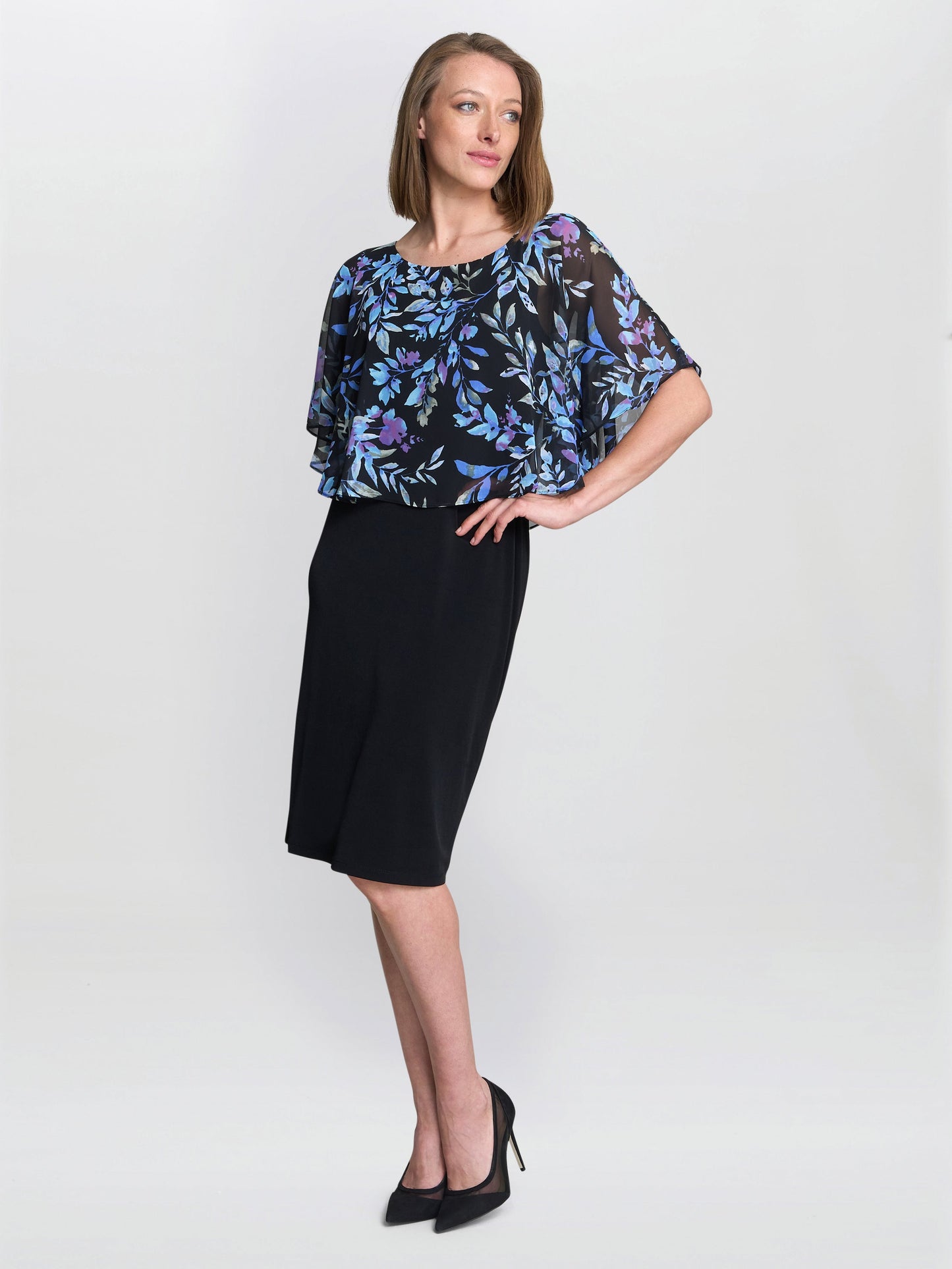  Jenny Floral Chiffon Overlay Dress