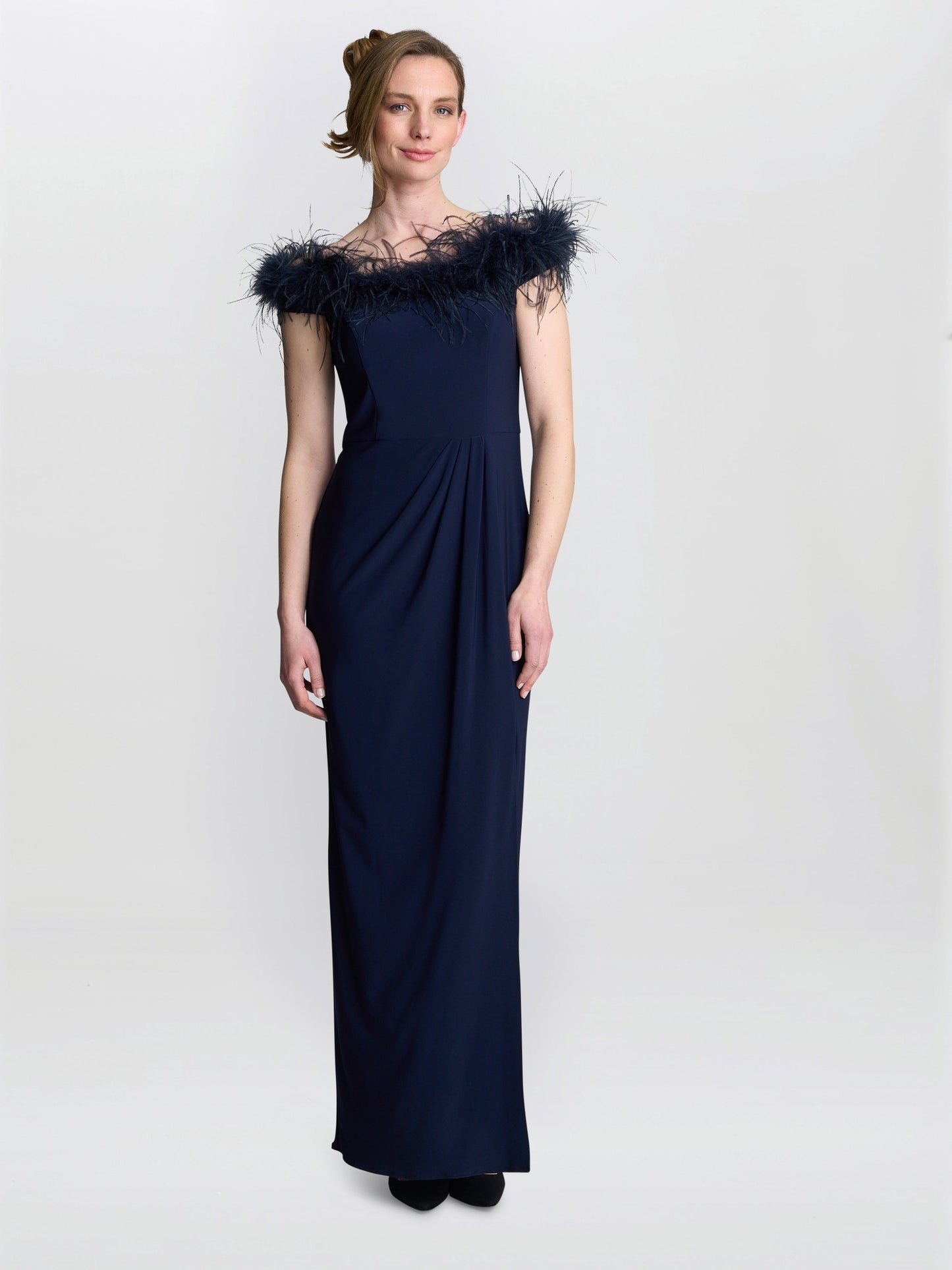  Krissy Feather Top Off Shoulder Maxi Dress
