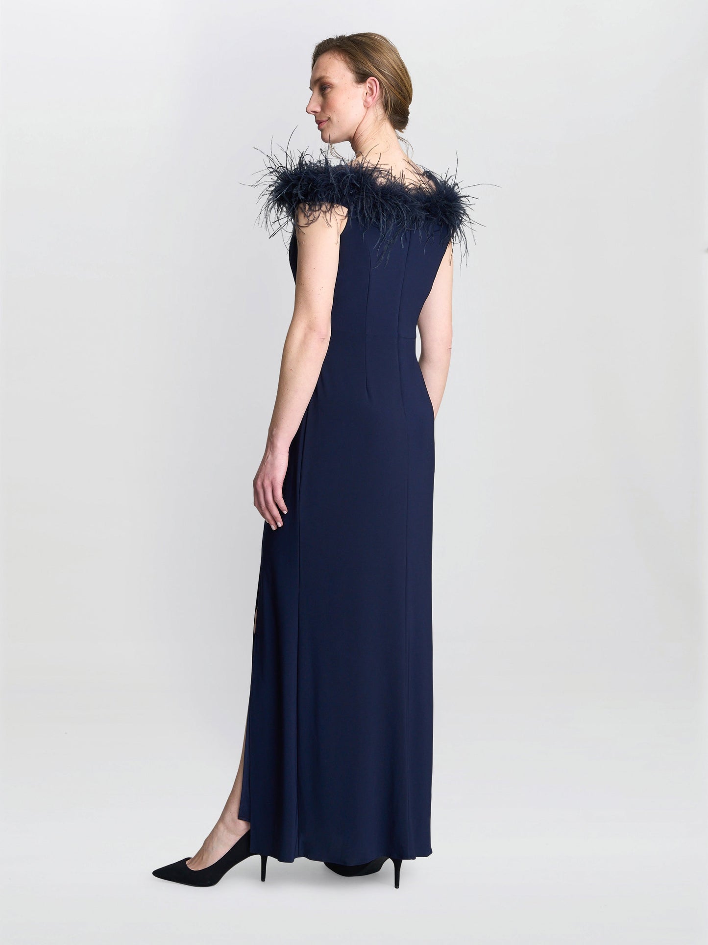 Krissy Feather Top Off Shoulder Maxi Dress