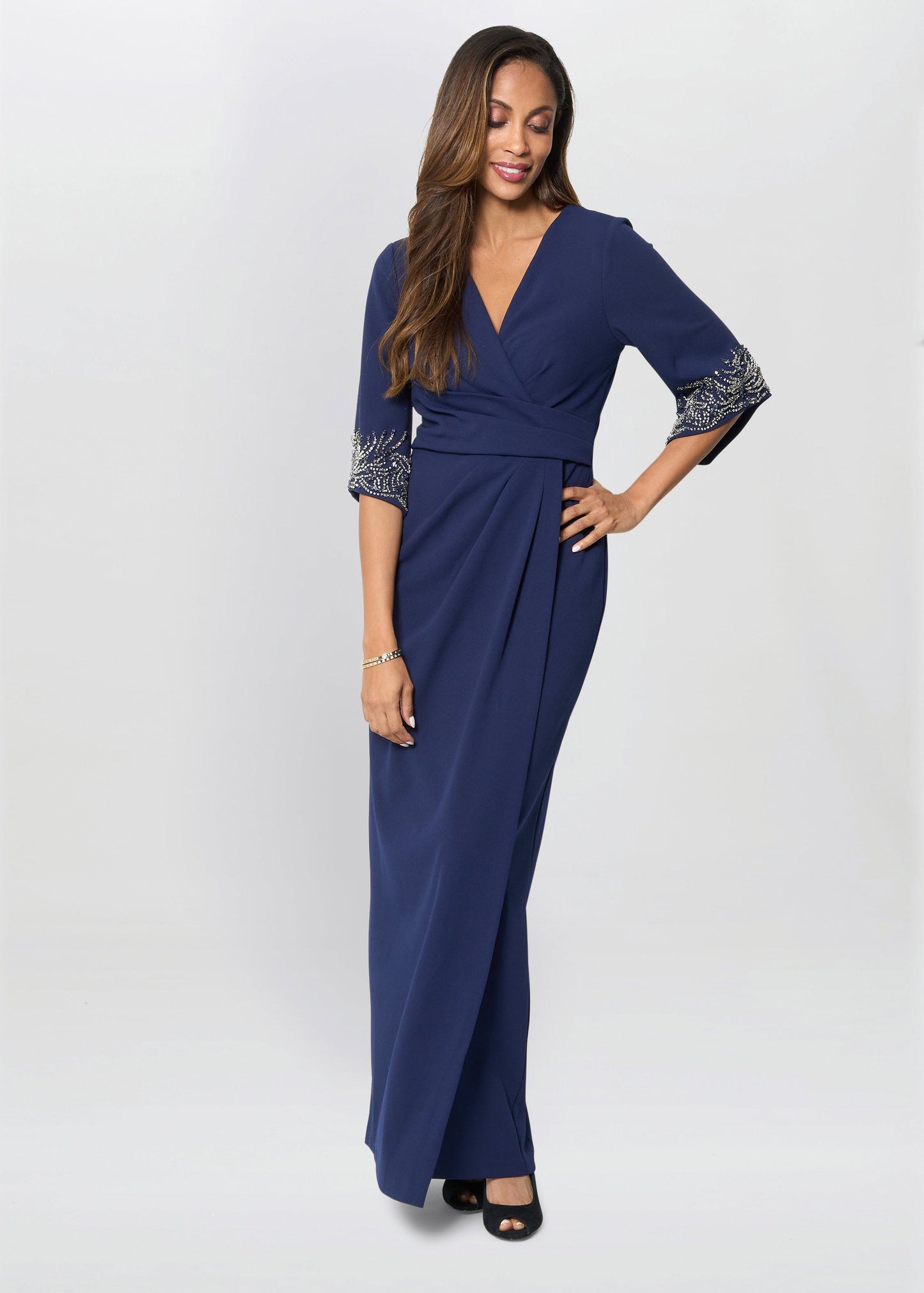  Lilly Embellished Sleeve Maxi Dress