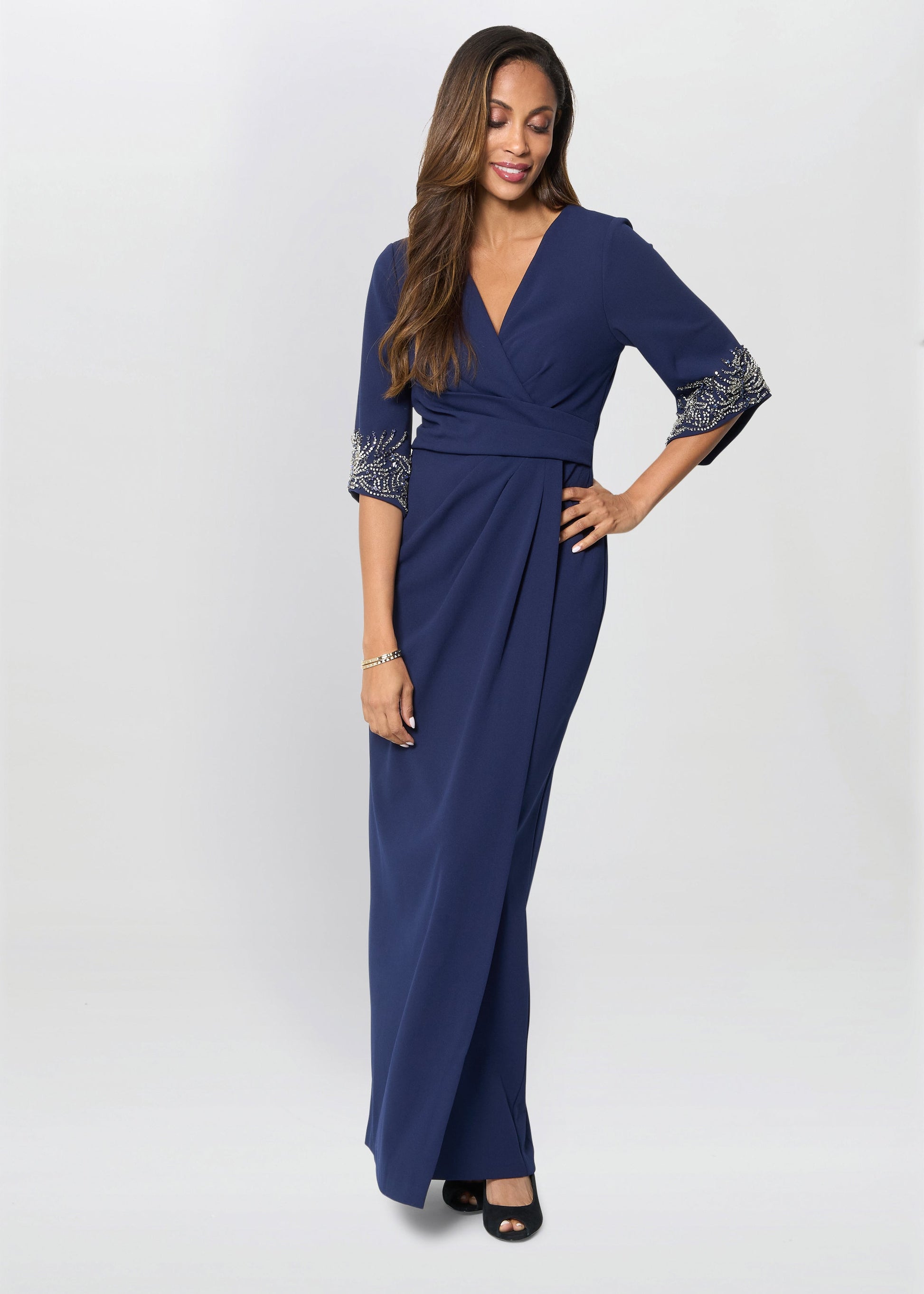  Lilly Embellished Sleeve Maxi Dress