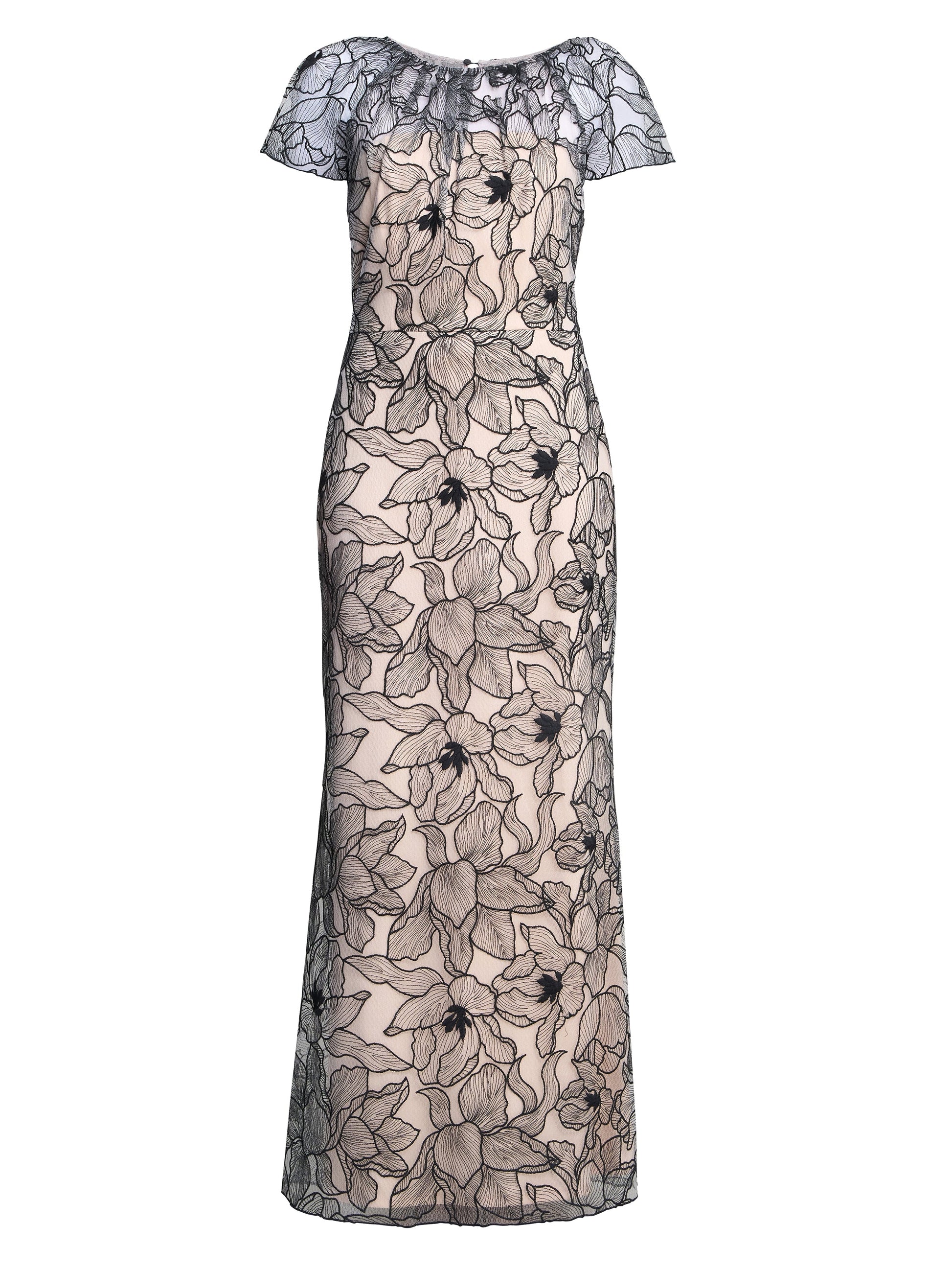  Marie-Claire Floral Embroidered Mesh Maxi Dress